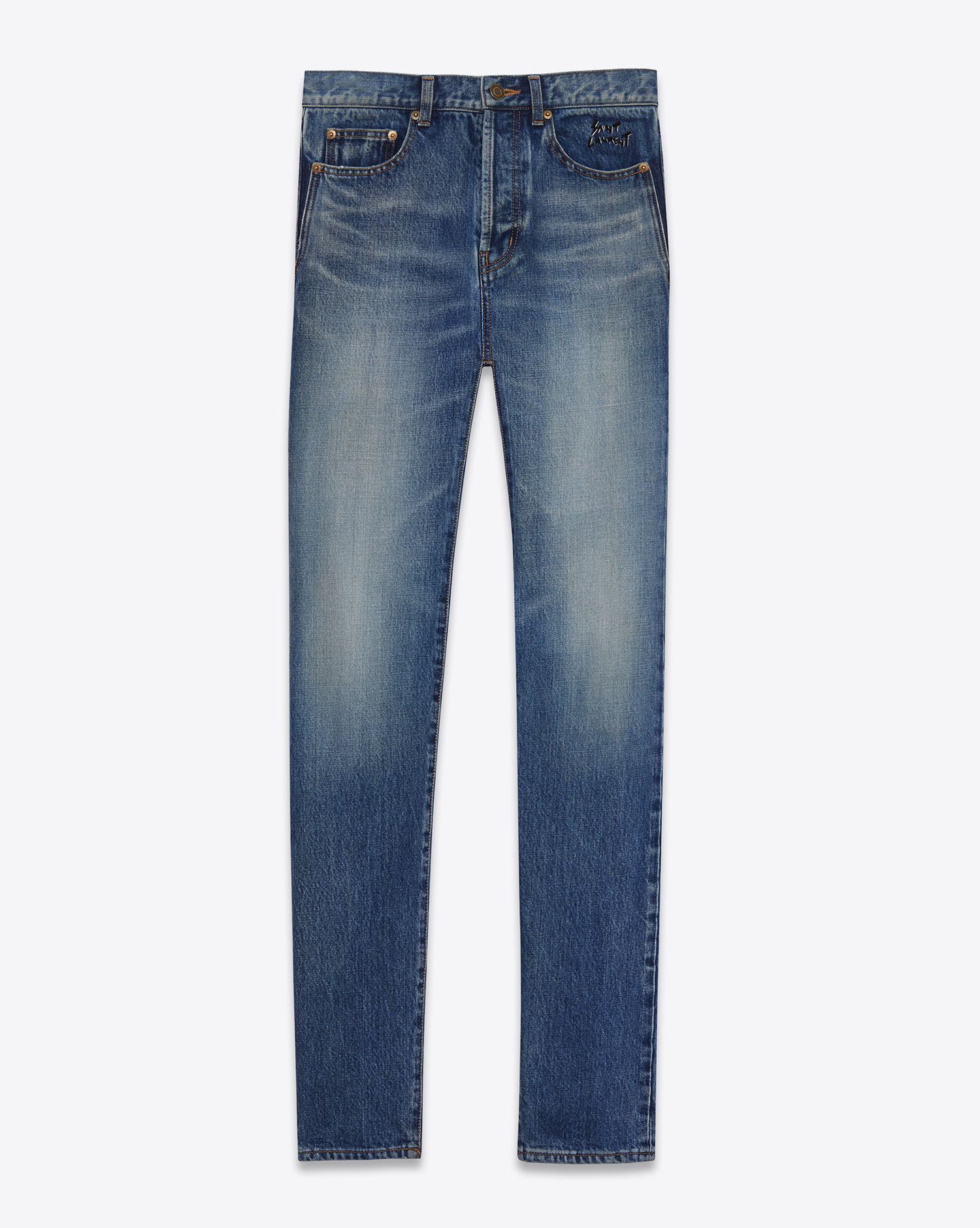 Saint Laurent Paris Saint Laurent D14 Embroidered Vintage Blue Denim Size US 31 - 1 Thumbnail