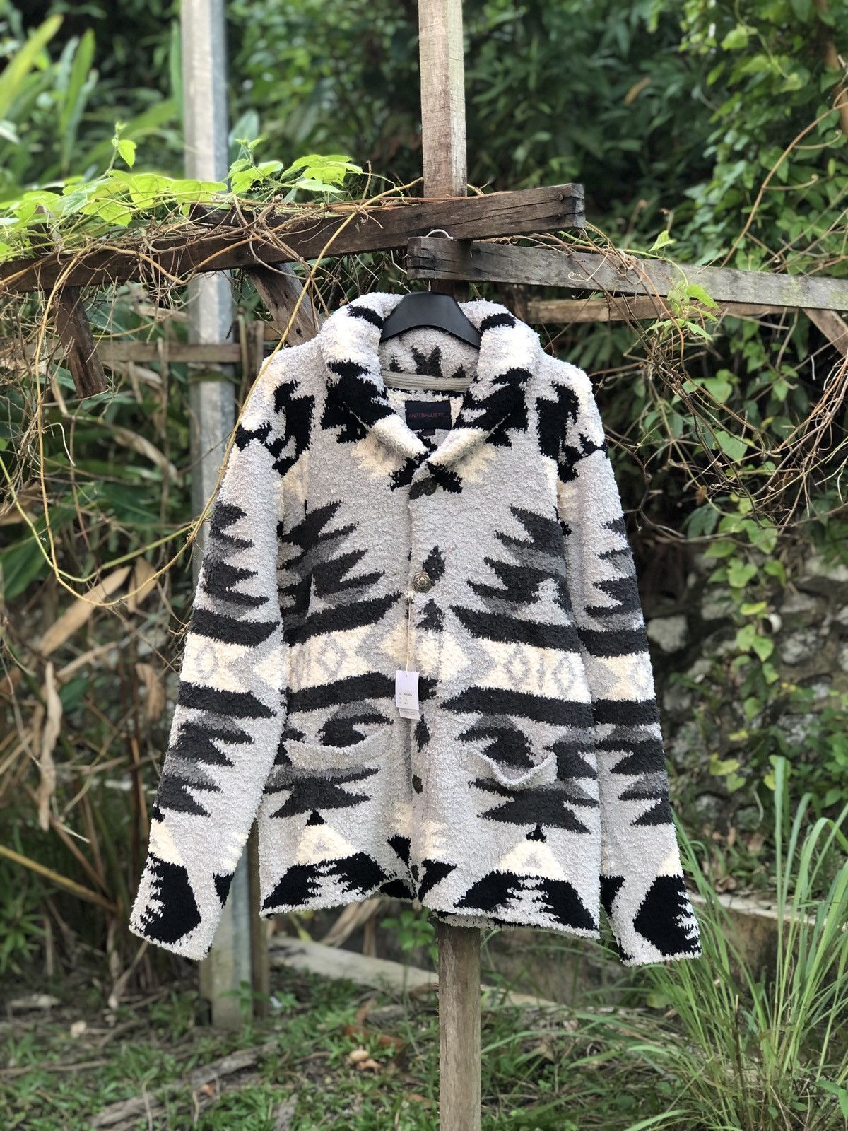 image of Navajo x Winter Session Shawl Collar Cardigan Jacket Sherpa Native By Anti Ballistic (Size Large)