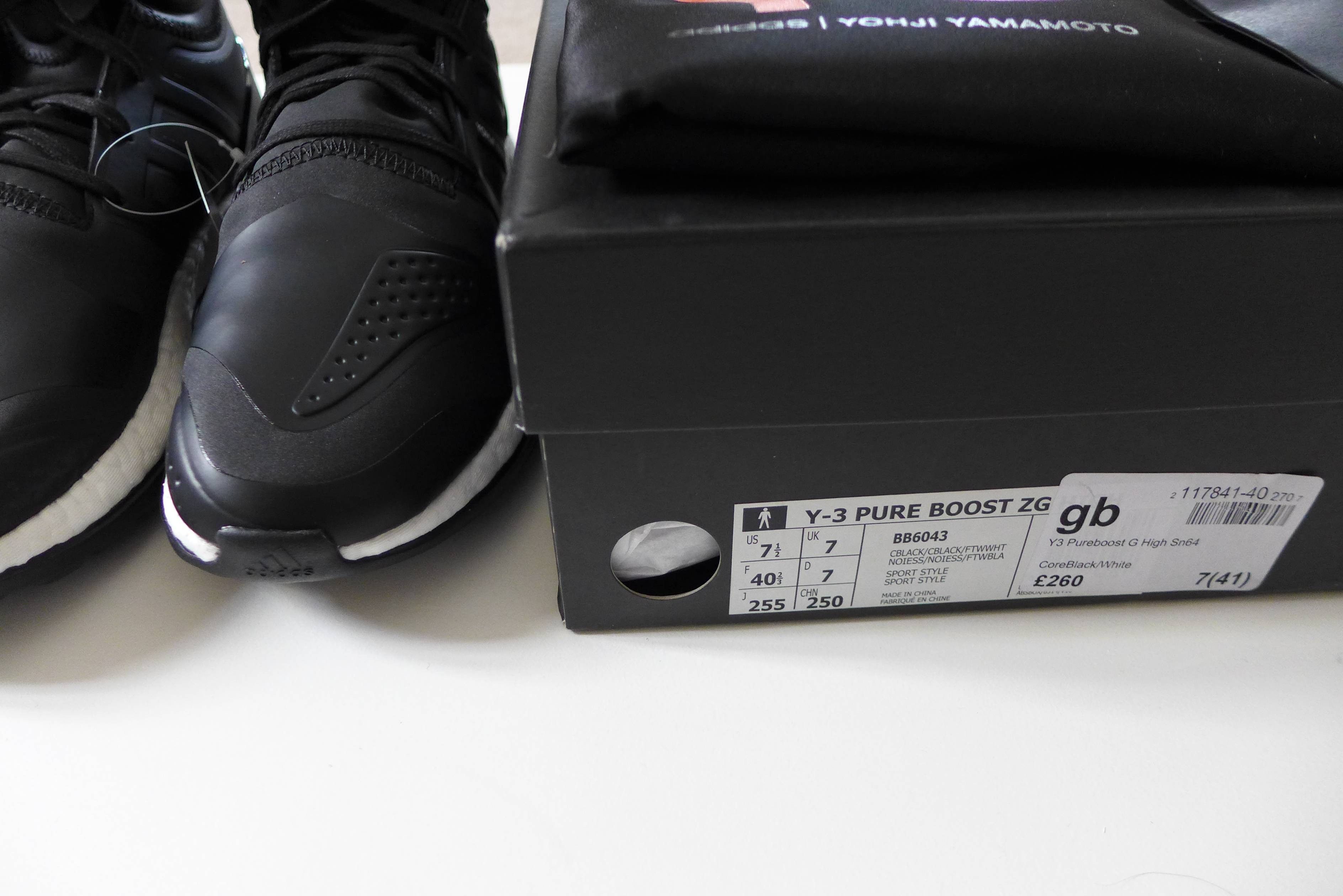 Y-3 Y-3 Yohji Pure Boost ZG High Sneakers - Black/White Size US 7.5 / EU 40-41 - 7 Thumbnail