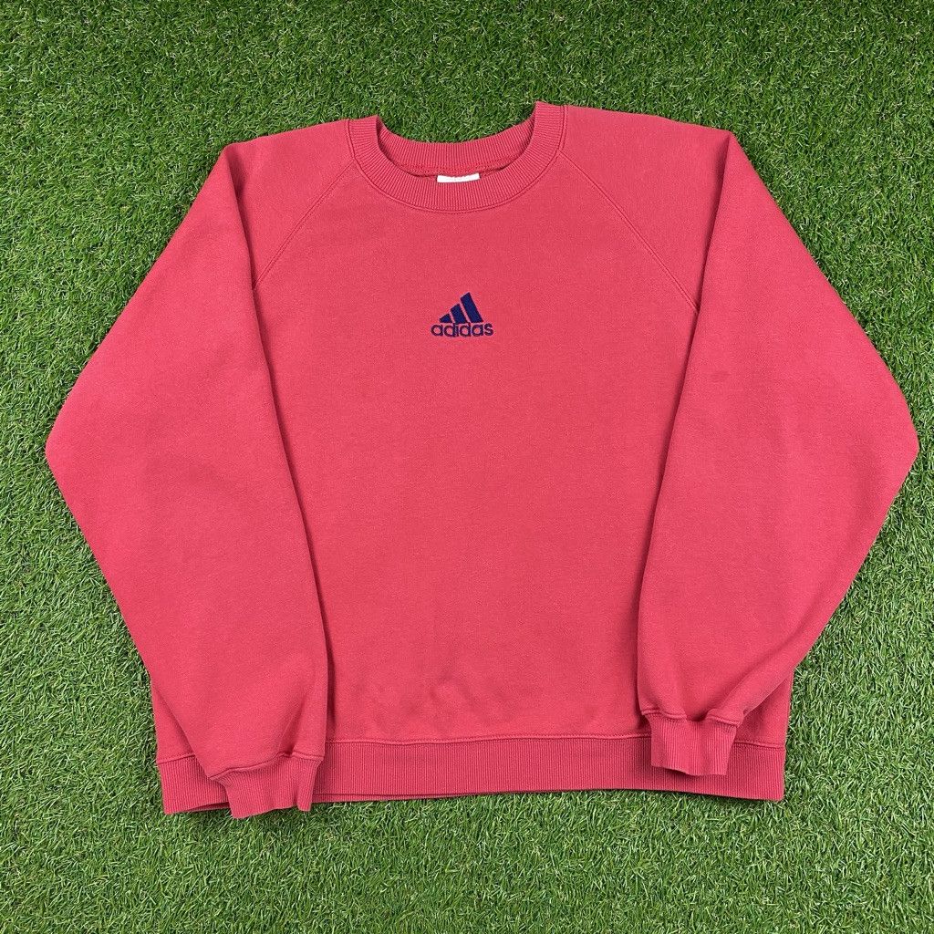 Adidas Vintage 90s Adidas Crewneck Sweatshirt L Pink Center Logo Size US XL / EU 56 / 4 - 1 Thumbnail