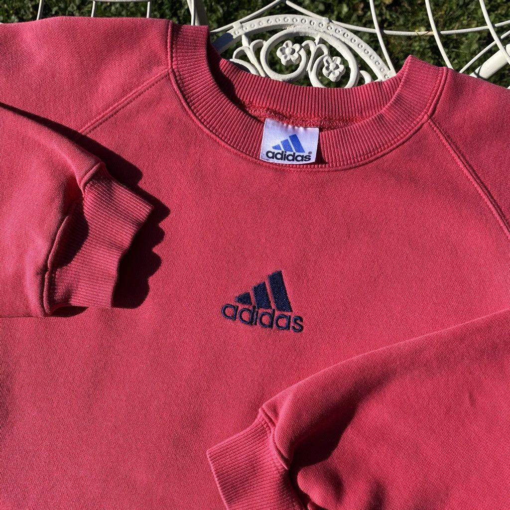 Adidas Vintage 90s Adidas Crewneck Sweatshirt L Pink Center Logo Size US XL / EU 56 / 4 - 2 Thumbnail
