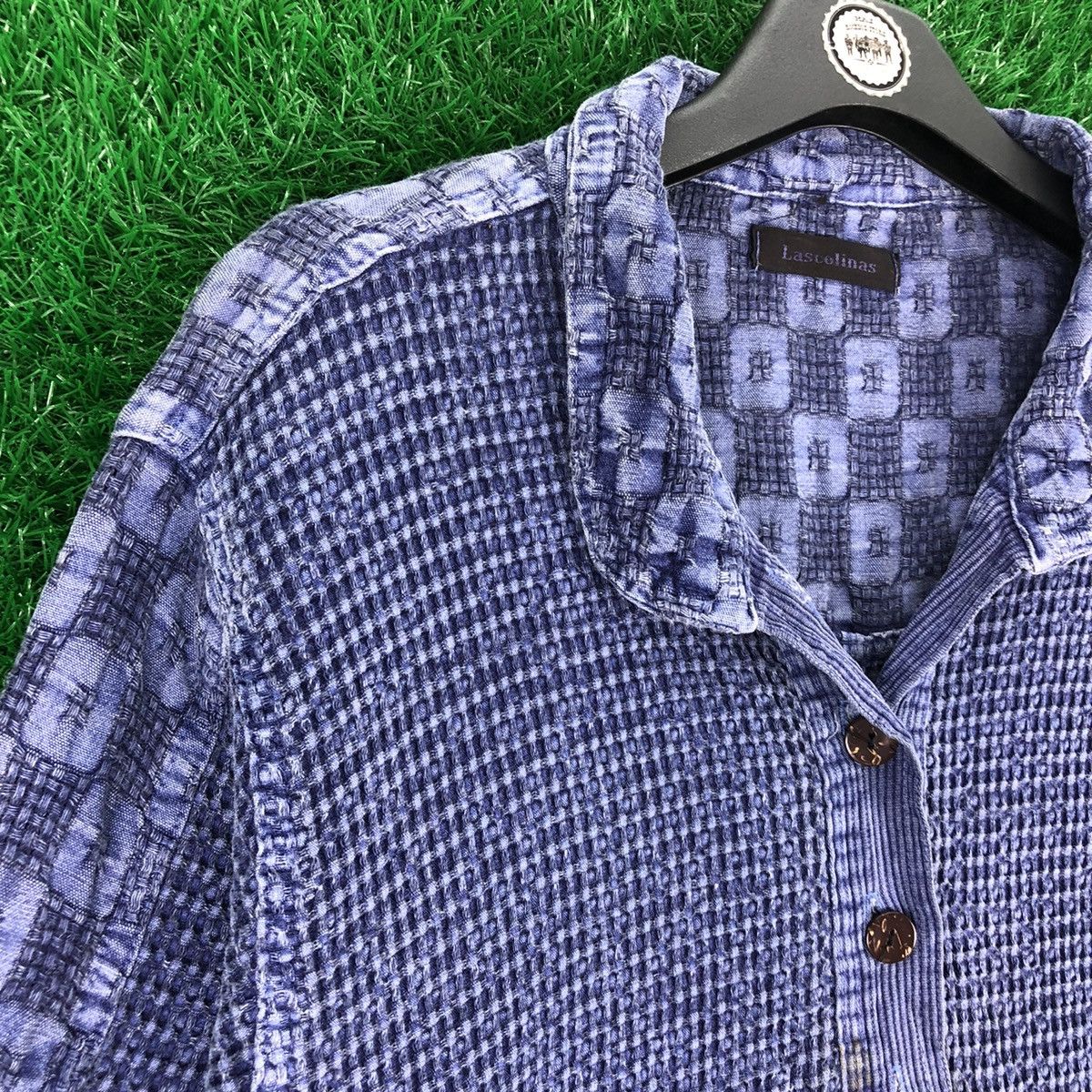 Japanese Brand Vintage 90's Blouse Indigo Pullover Quarter Button Up Size M / US 6-8 / IT 42-44 - 2 Thumbnail