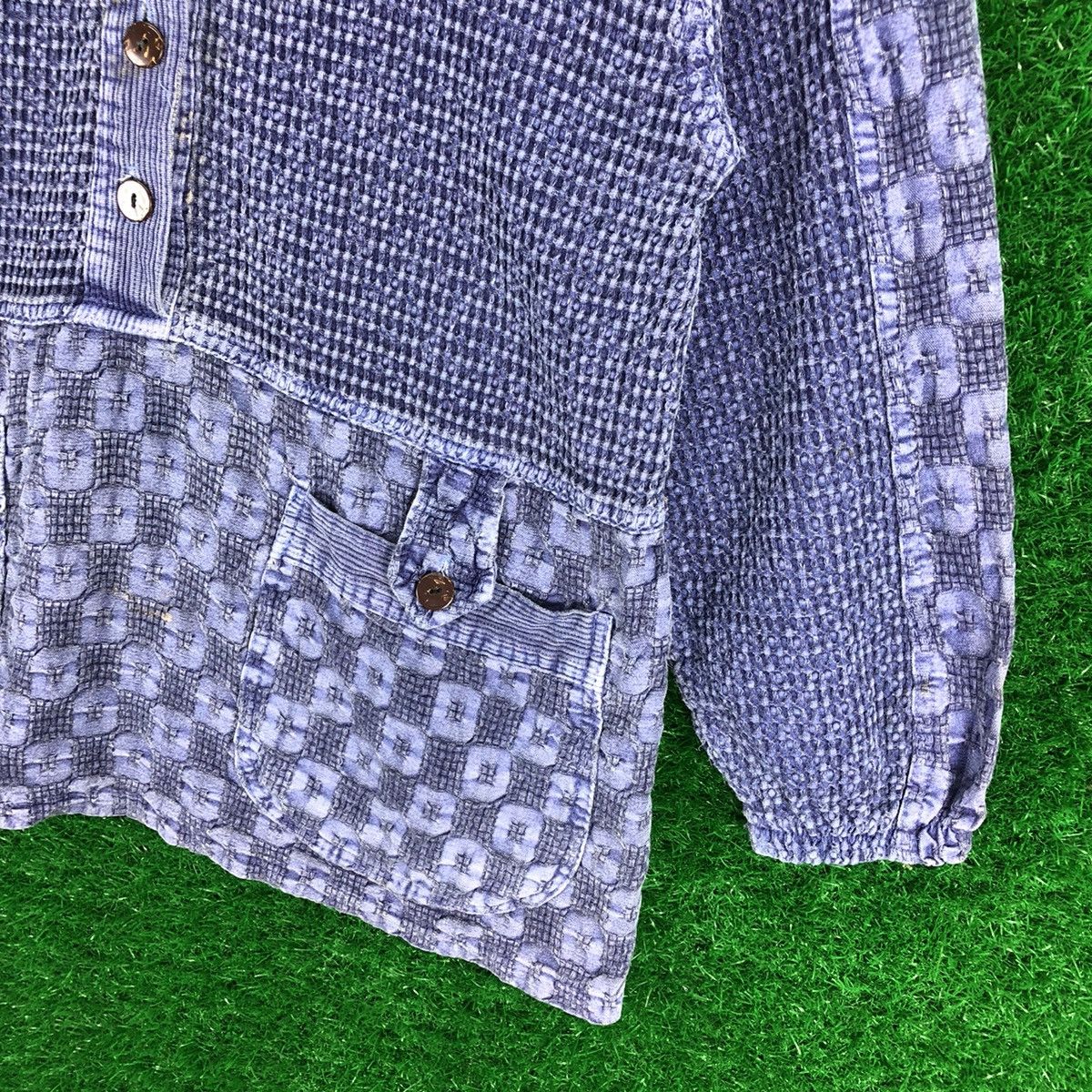 Japanese Brand Vintage 90's Blouse Indigo Pullover Quarter Button Up Size M / US 6-8 / IT 42-44 - 3 Thumbnail
