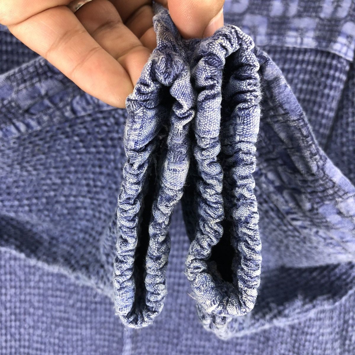 Japanese Brand Vintage 90's Blouse Indigo Pullover Quarter Button Up Size M / US 6-8 / IT 42-44 - 11 Thumbnail