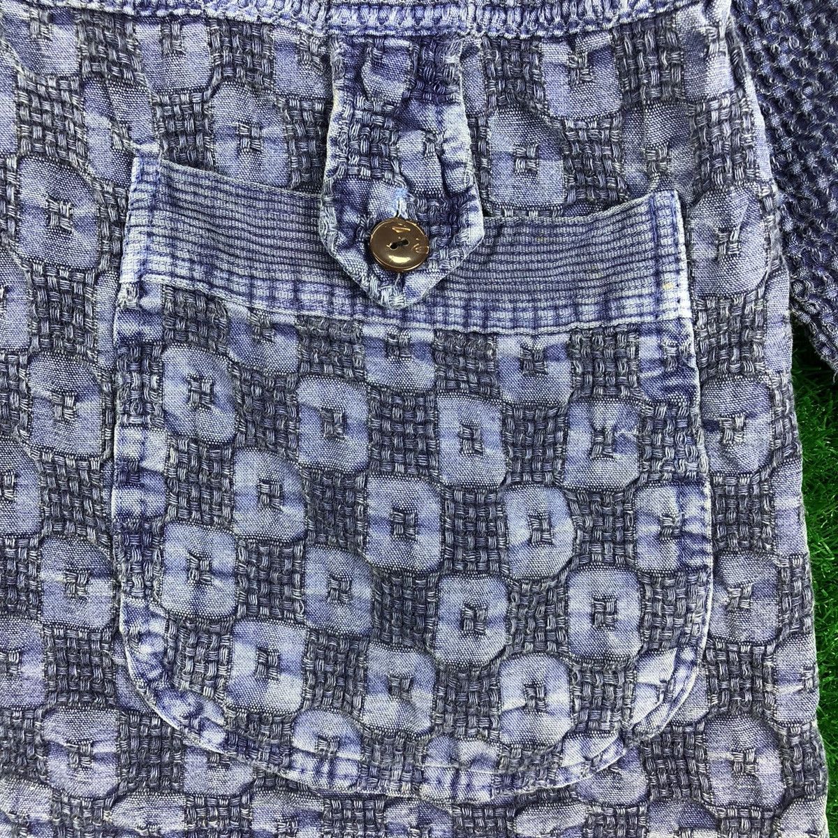 Japanese Brand Vintage 90's Blouse Indigo Pullover Quarter Button Up Size M / US 6-8 / IT 42-44 - 13 Thumbnail
