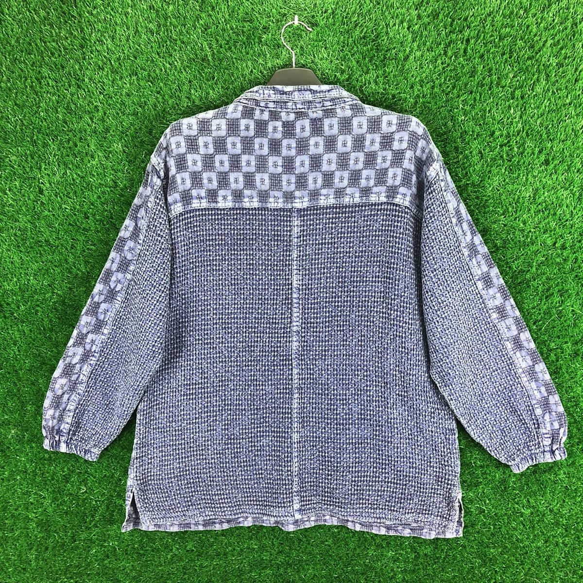Japanese Brand Vintage 90's Blouse Indigo Pullover Quarter Button Up Size M / US 6-8 / IT 42-44 - 4 Thumbnail