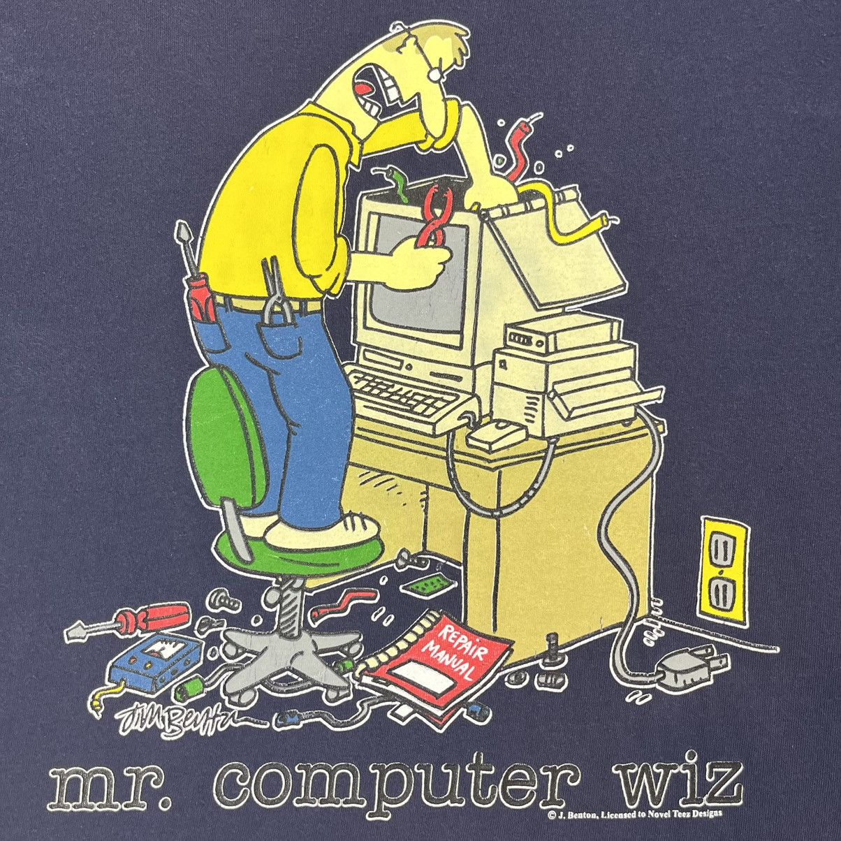 Vintage Vintage 90s Computer Cartoon Art T-Shirt Size L Size US L / EU 52-54 / 3 - 5 Thumbnail