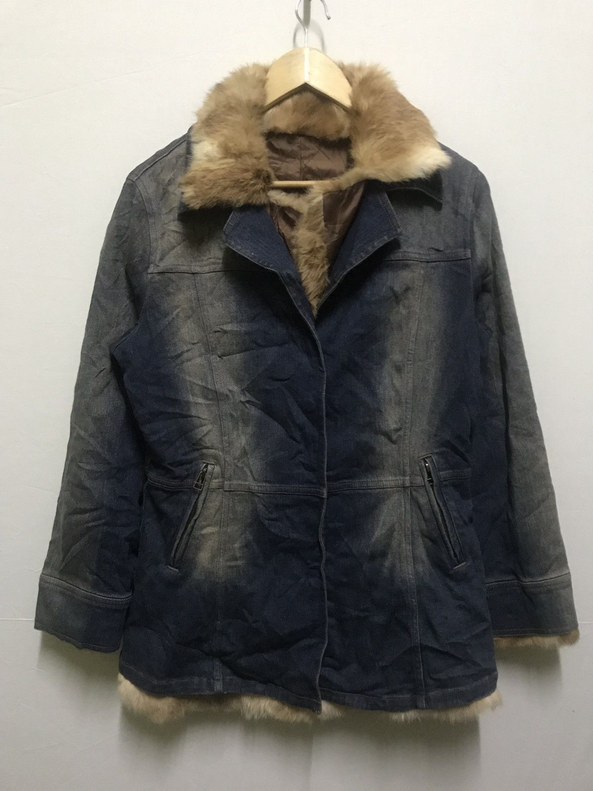 Japanese Brand JAPAN FADED SHERPA DENIM JACKET FUR COLLAR Size M / US 6-8 / IT 42-44 - 1 Thumbnail