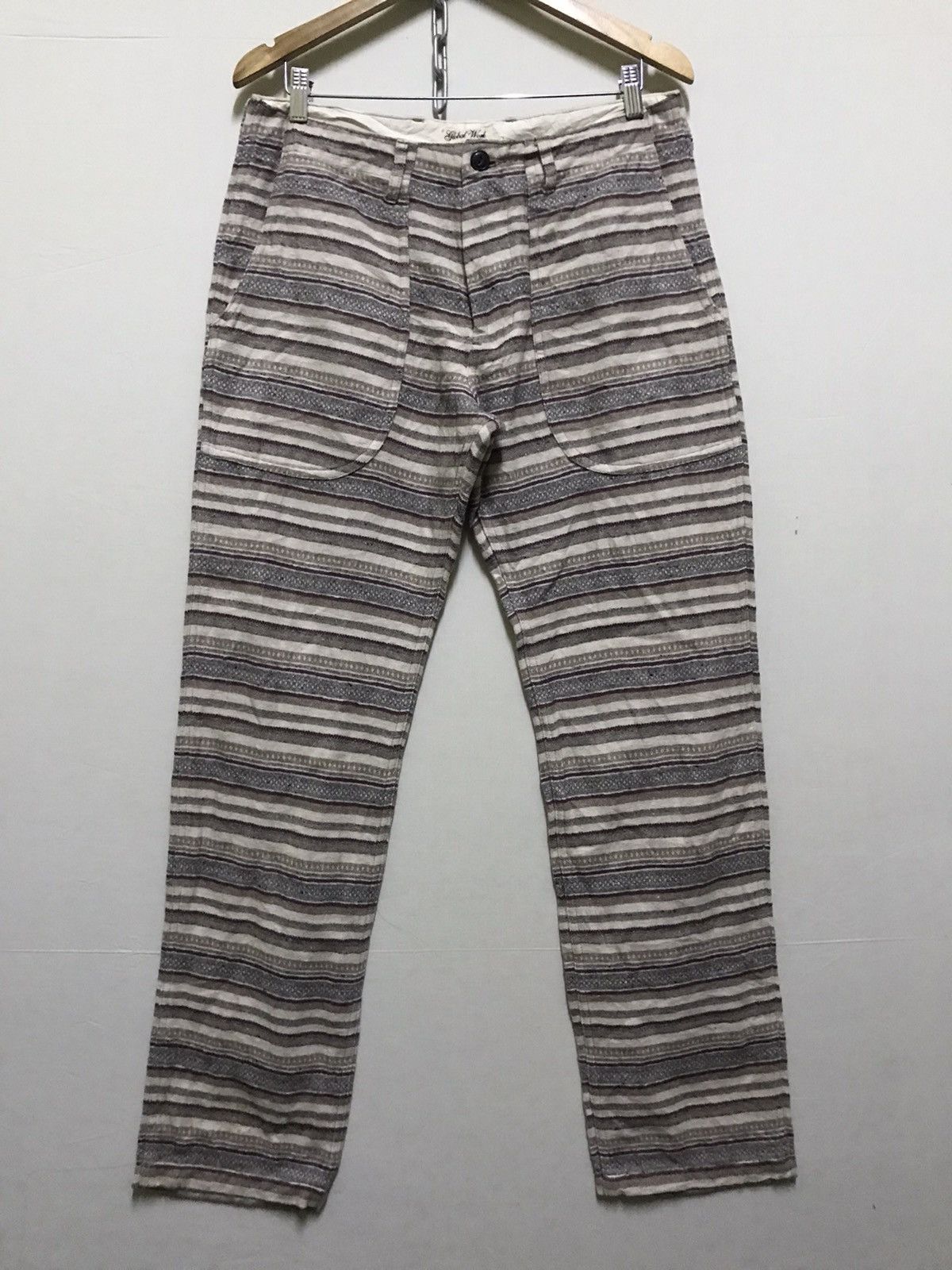Global Work × Japanese Brand Stripe Pants Pocket Prisoner Size US 32 / EU 48 - 1 Thumbnail