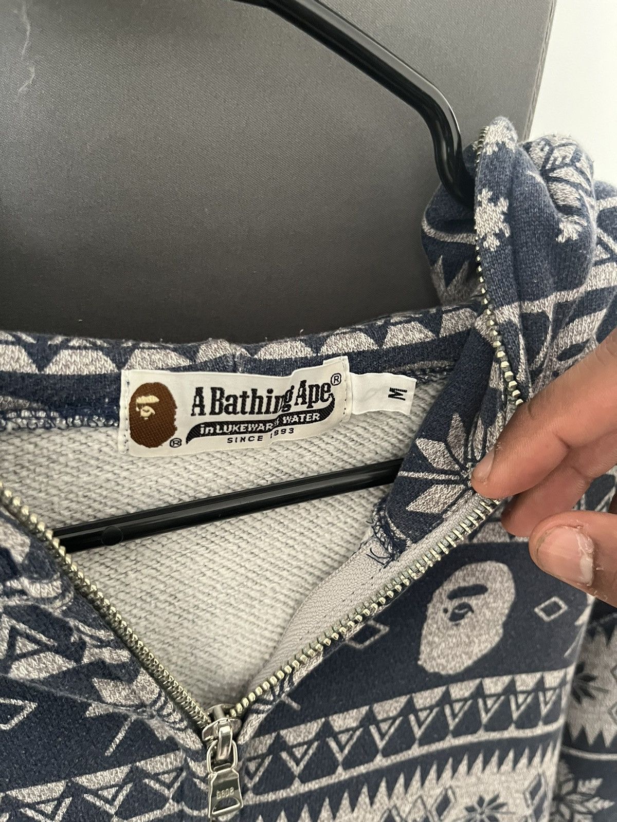 Bape Bape Snow Pattern Zip Hoodie Size US M / EU 48-50 / 2 - 2 Thumbnail