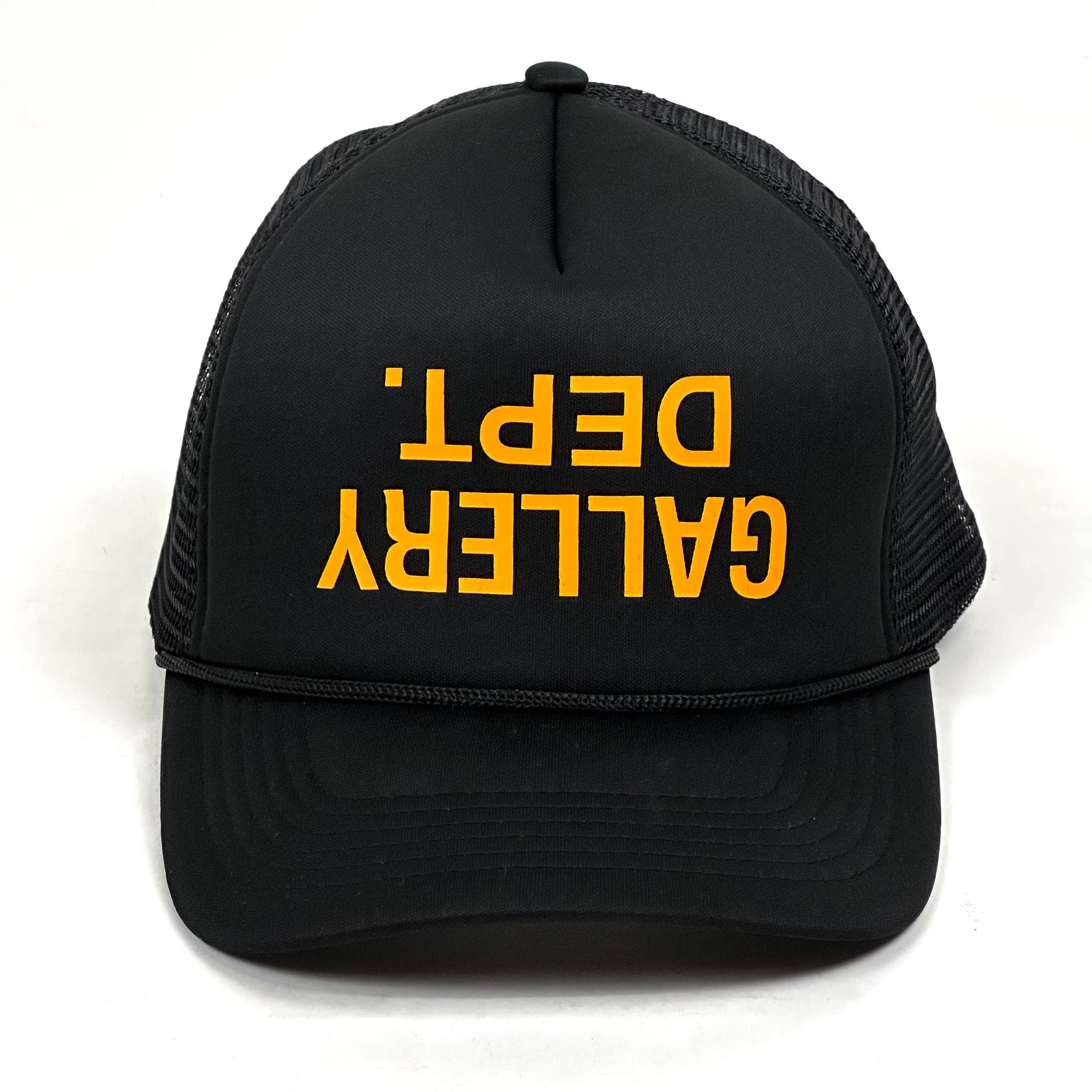 image of Gallery Dept Fucked Up Logo Trucker Hat Upside Down in Black, Men's