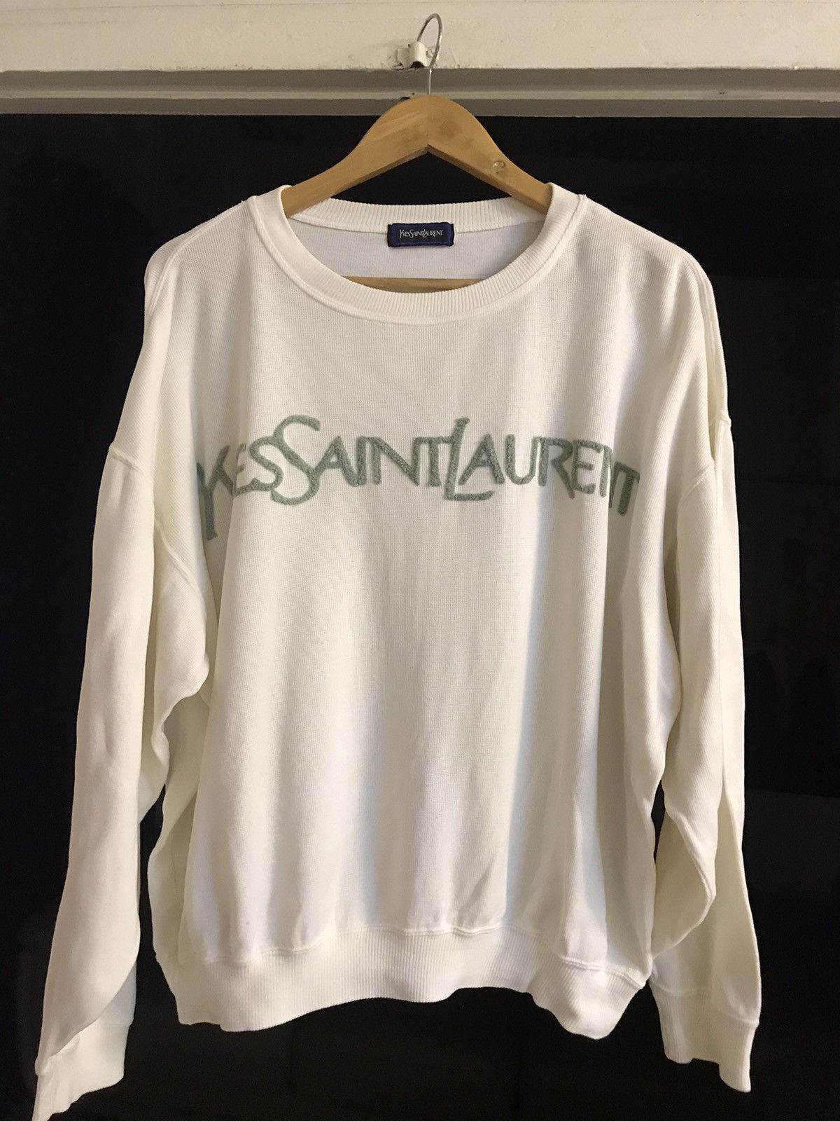 image of YVES Saint Laurent YSL Embroidery Sweatshirt in White, Women's (Size Medium)