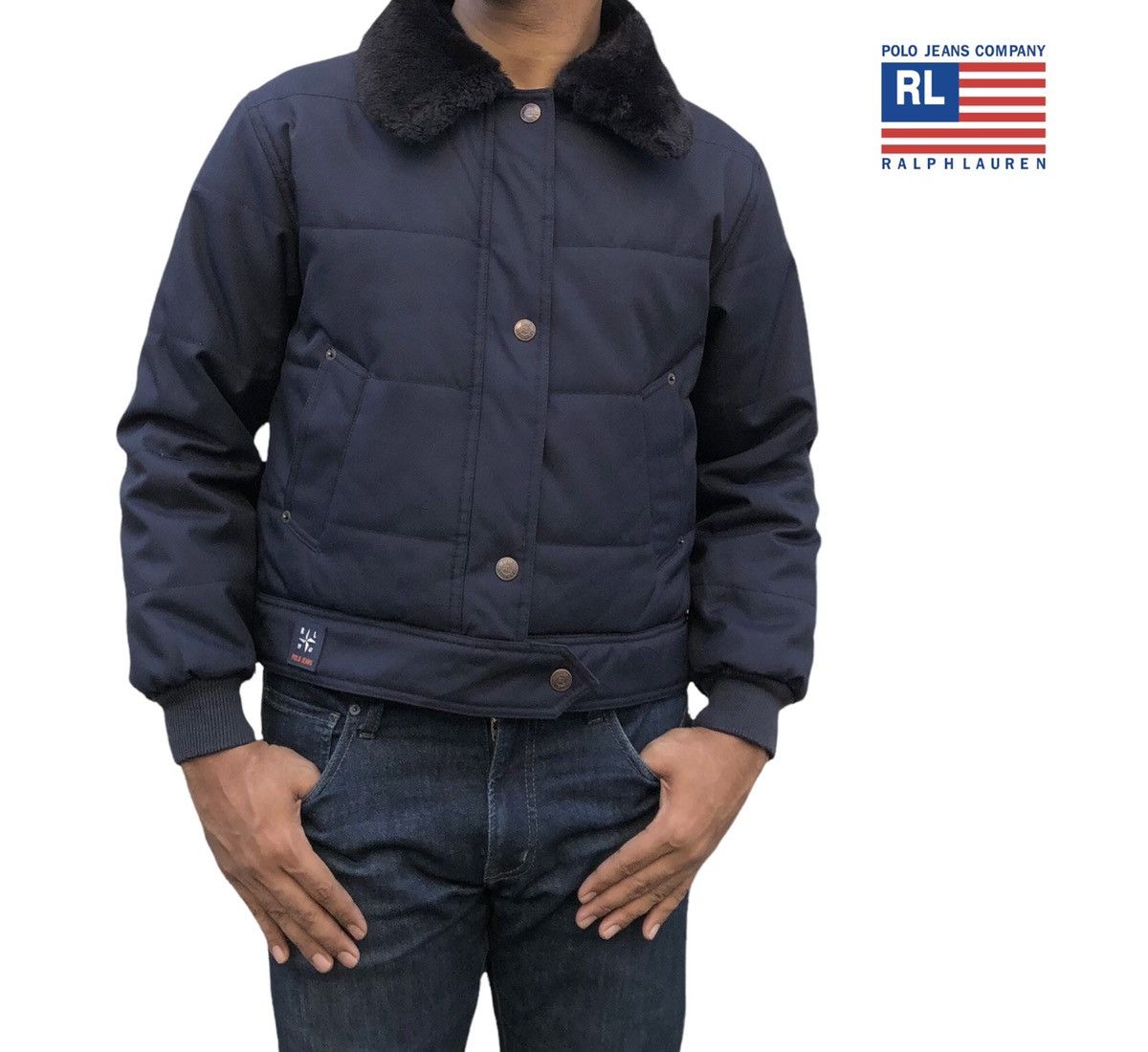 VTG 90s Polo Jeans Co. Ralph Lauren Fur Collar Puffer Jacket