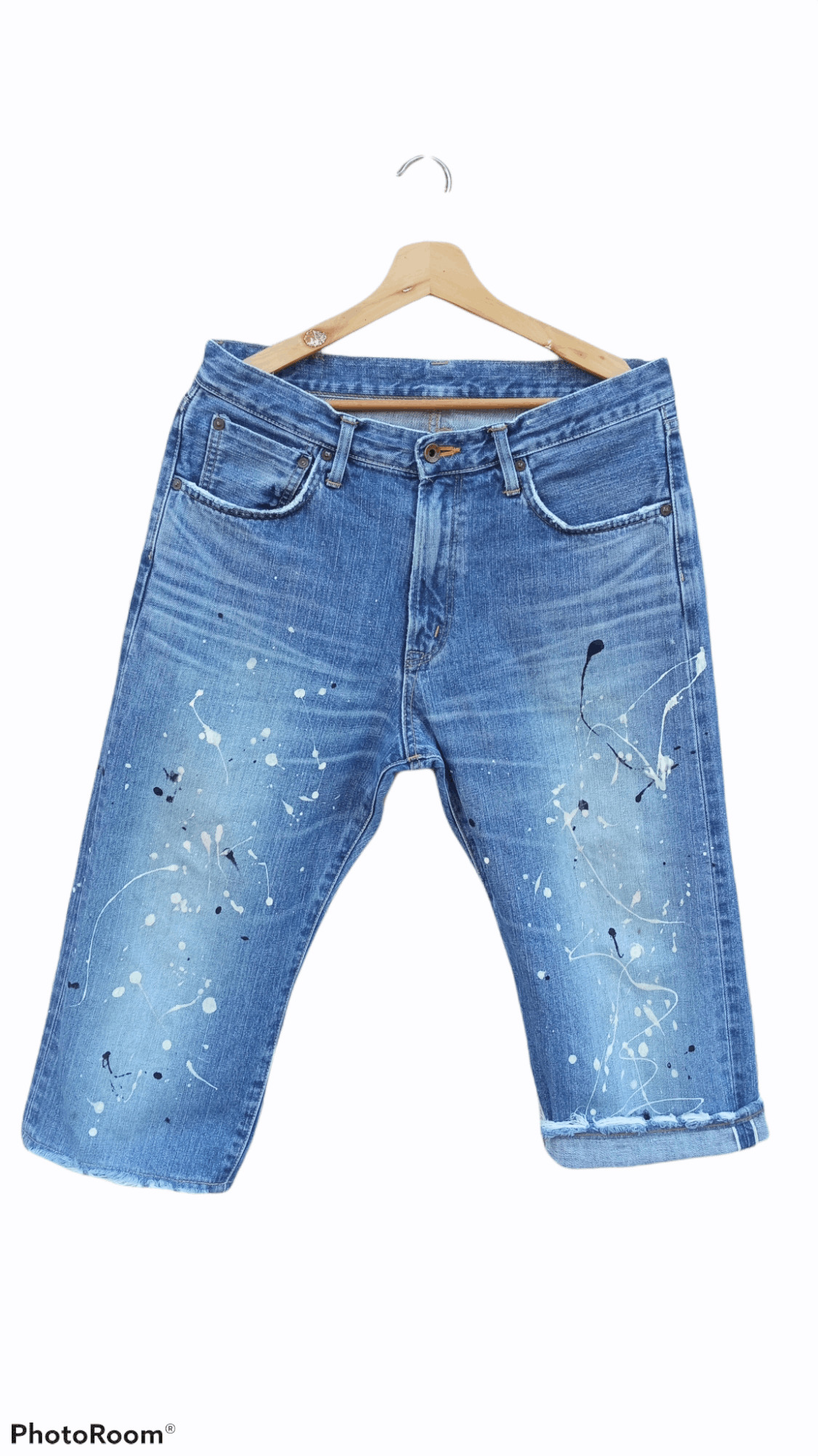 Edwin × Japanese Brand × Vintage 🔥🔥Edwin Paint Splatter 3Q Shorts Pants Selvedge Jeans Size US 32 / EU 48 - 2 Thumbnail