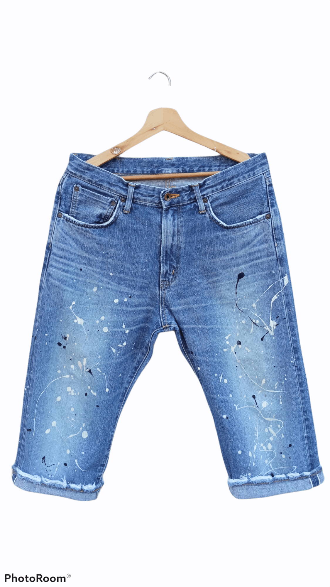 Edwin × Japanese Brand × Vintage 🔥🔥Edwin Paint Splatter 3Q Shorts Pants Selvedge Jeans Size US 32 / EU 48 - 1 Thumbnail