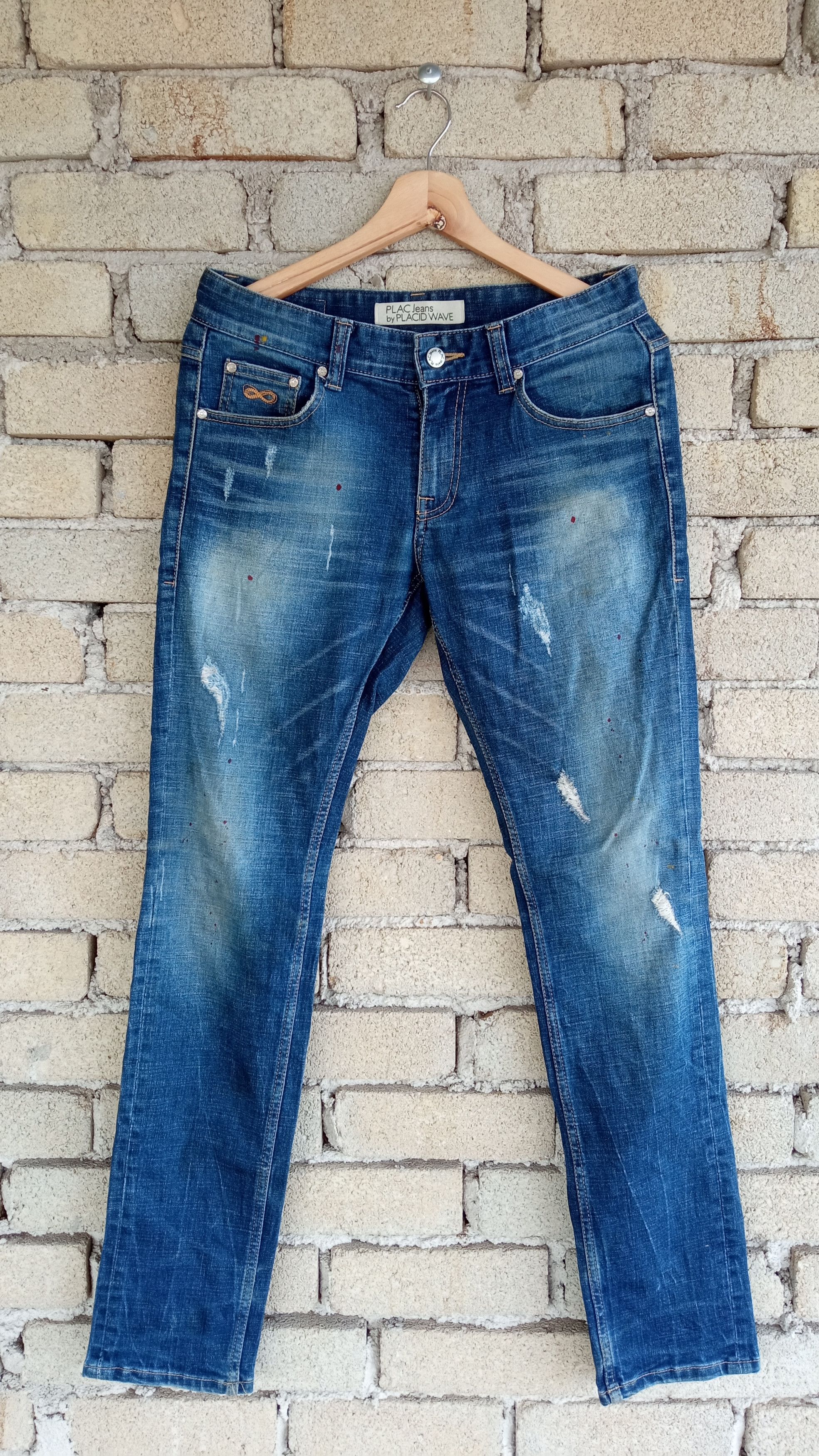 Japanese Brand × PLAC 🔥🔥Plac Jeans Distressed Jeans Denim by Placid Wave Size US 30 / EU 46 - 1 Thumbnail