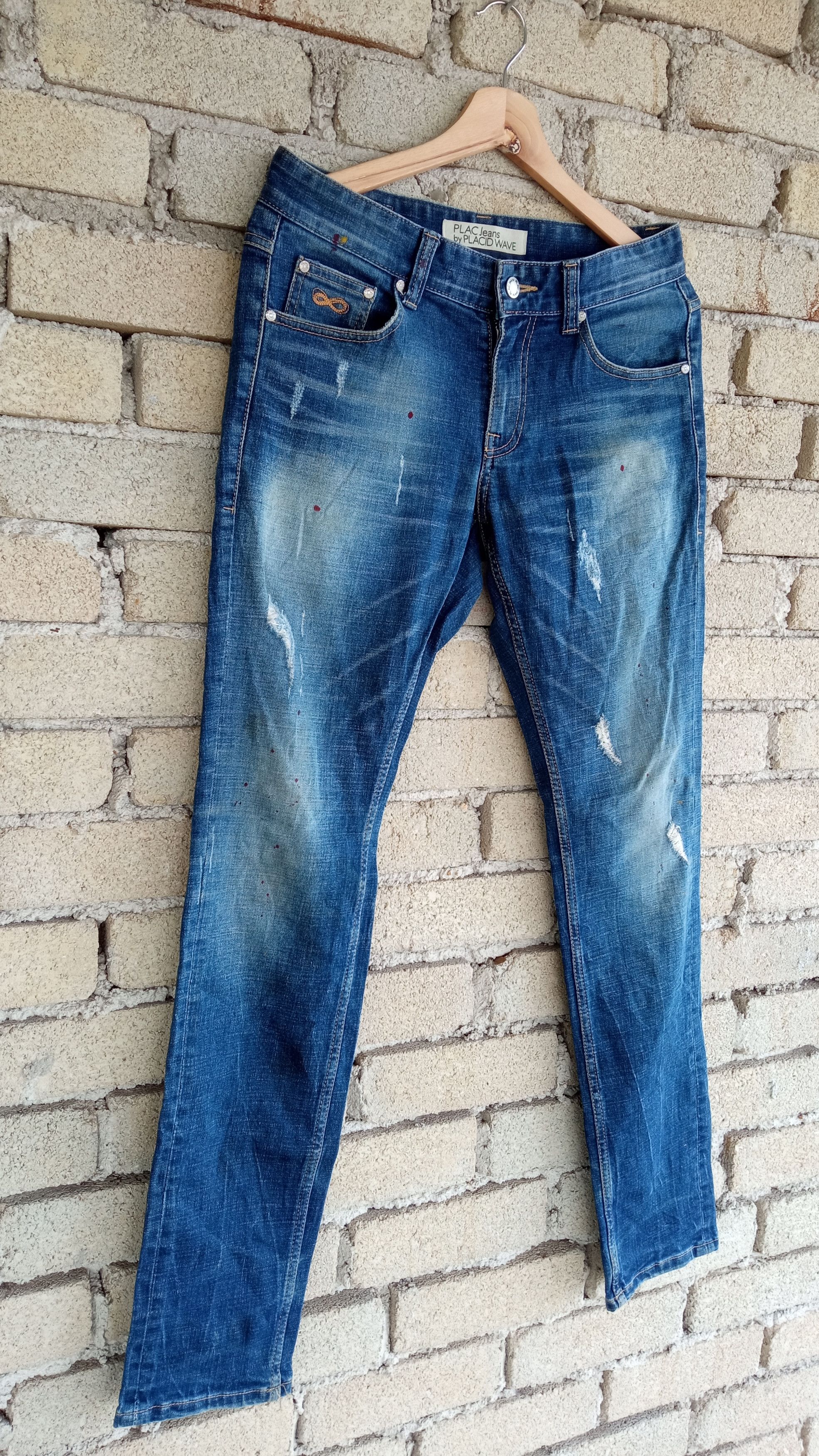 Japanese Brand × PLAC 🔥🔥Plac Jeans Distressed Jeans Denim by Placid Wave Size US 30 / EU 46 - 2 Thumbnail
