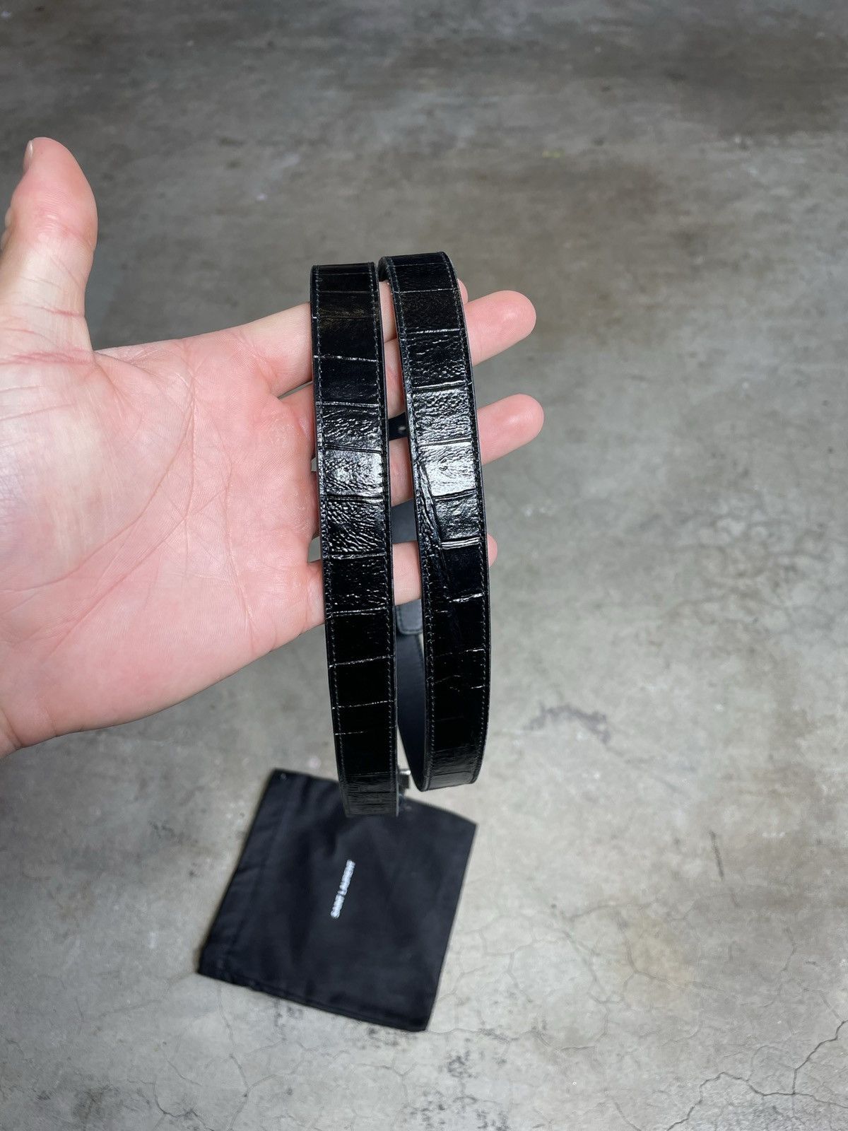 Saint Laurent Paris Saint Laurent Skinny Crocodile Embossed Leather Belt Size ONE SIZE - 4 Thumbnail