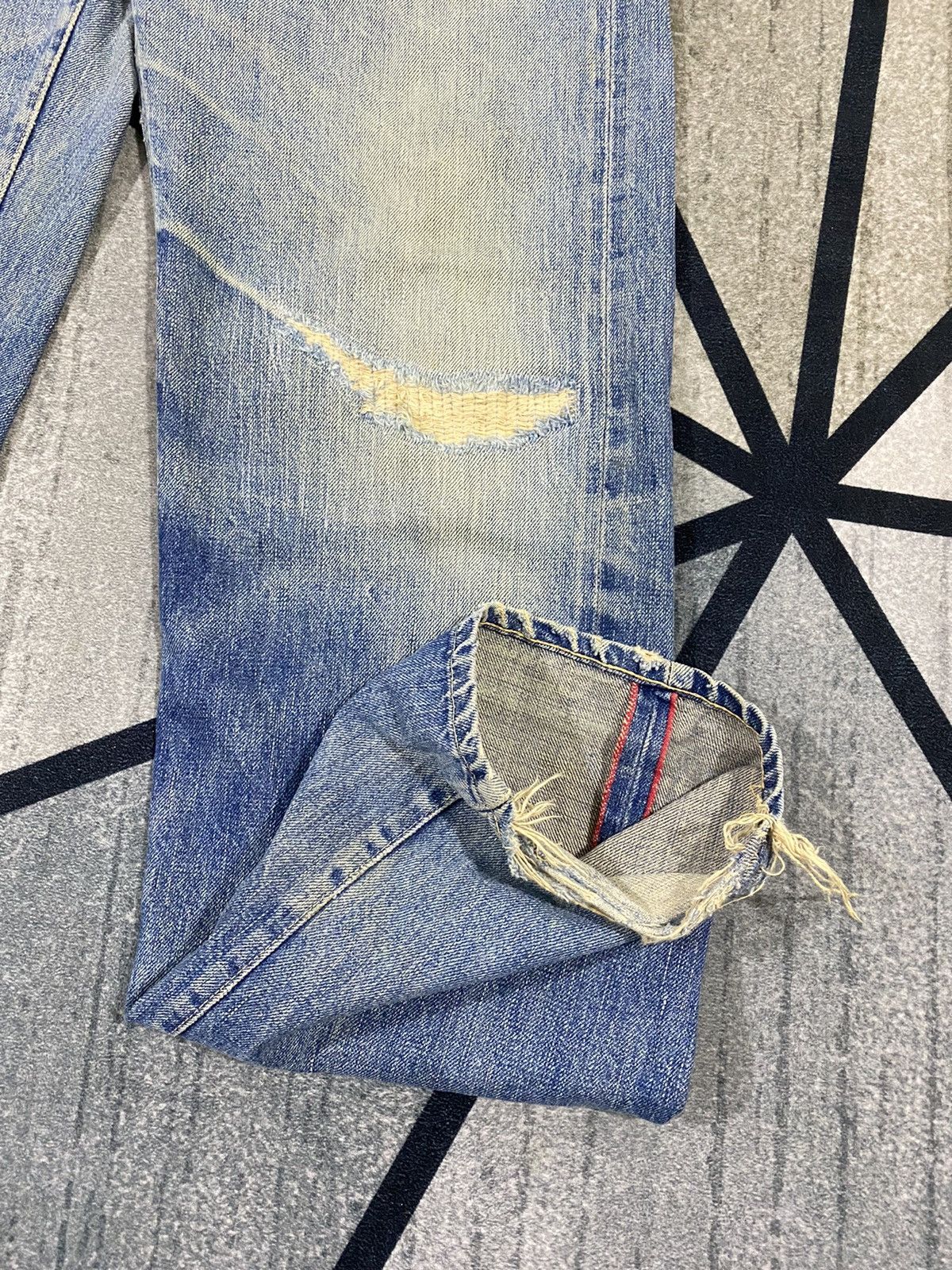 HOLLYWOOD RANCH MARKET × Japanese Brand Vintage H.R Market Distressed Denim Japanese Brand 32x 33 Size US 32 / EU 48 - 3 Thumbnail