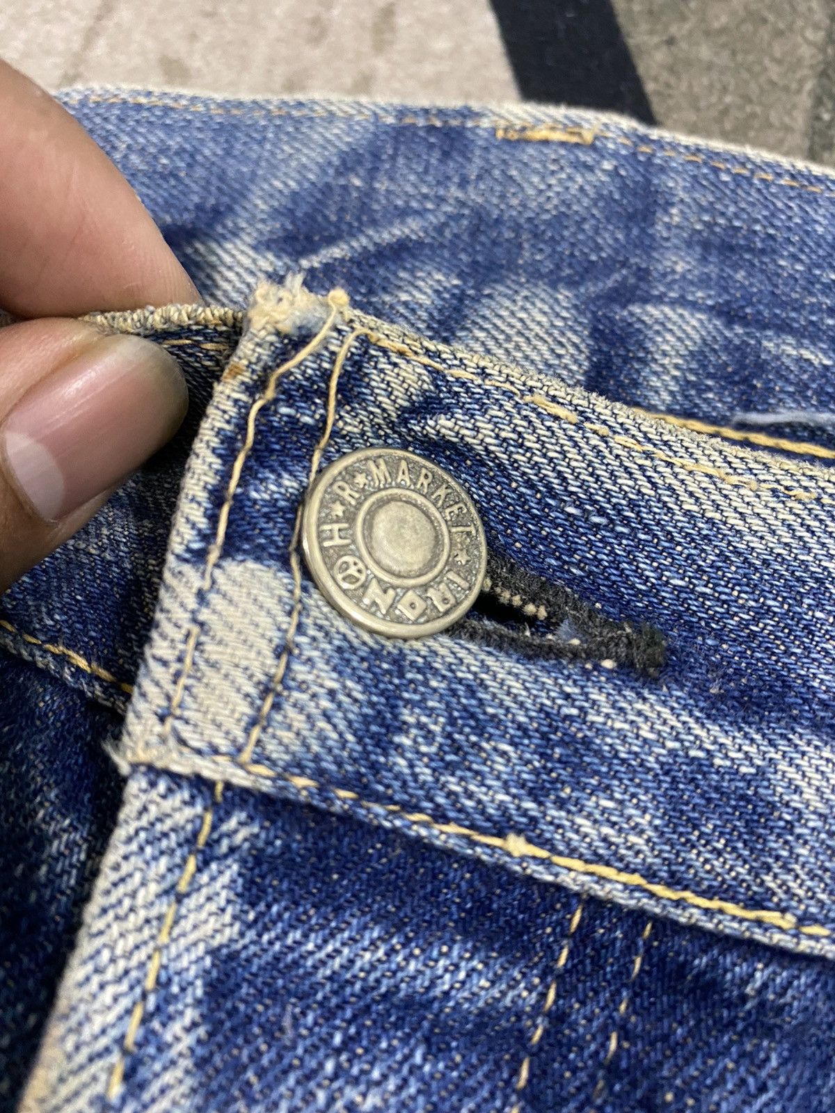 HOLLYWOOD RANCH MARKET × Japanese Brand Vintage H.R Market Distressed Denim Japanese Brand 32x 33 Size US 32 / EU 48 - 7 Thumbnail
