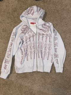 supreme rhinestone zip up hoodie