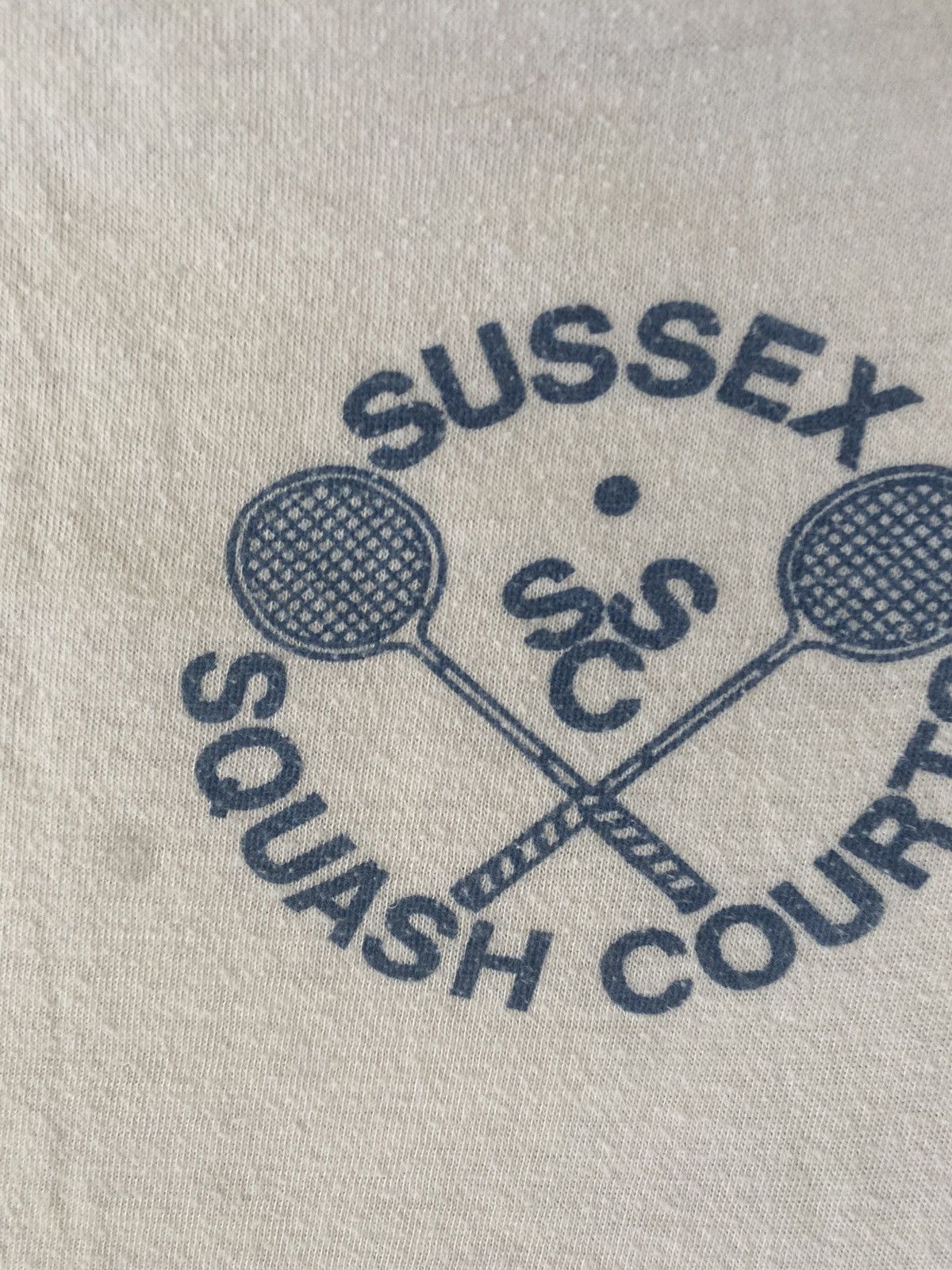 Vintage Vintage1970s Rare Sussex Squash Court White Ringer Tee Shirt Size US S / EU 44-46 / 1 - 2 Thumbnail