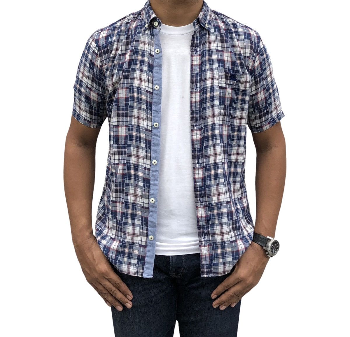 Burberry Burberry Printed Pattern Patchwork Short Sleeves Shirt Size US S / EU 44-46 / 1 - 2 Thumbnail