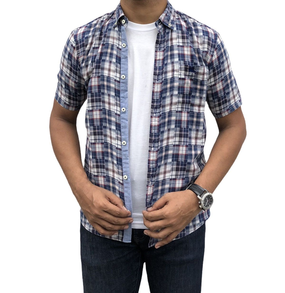 Burberry Burberry Printed Pattern Patchwork Short Sleeves Shirt Size US S / EU 44-46 / 1 - 3 Thumbnail
