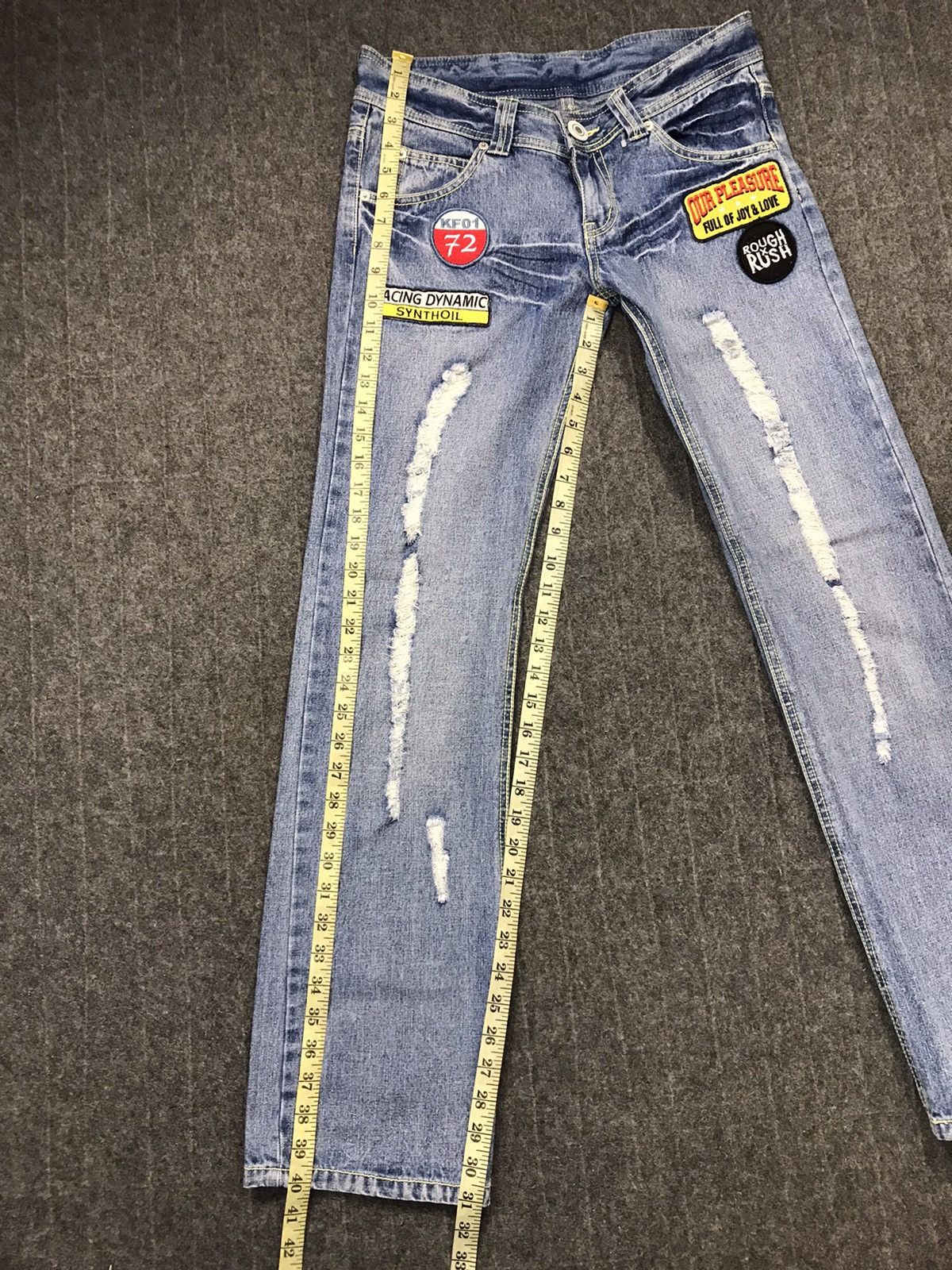 Japanese Brand Vintage Grazie Jeans Distressed Patches Design Size 31" - 14 Thumbnail