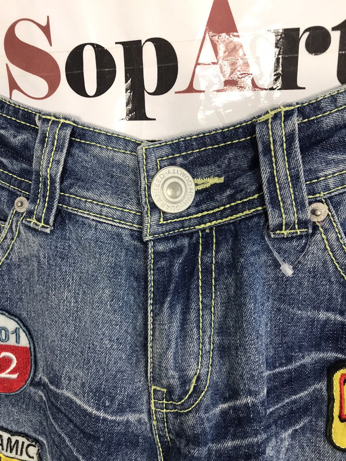 Japanese Brand Vintage Grazie Jeans Distressed Patches Design Size 31" - 6 Thumbnail