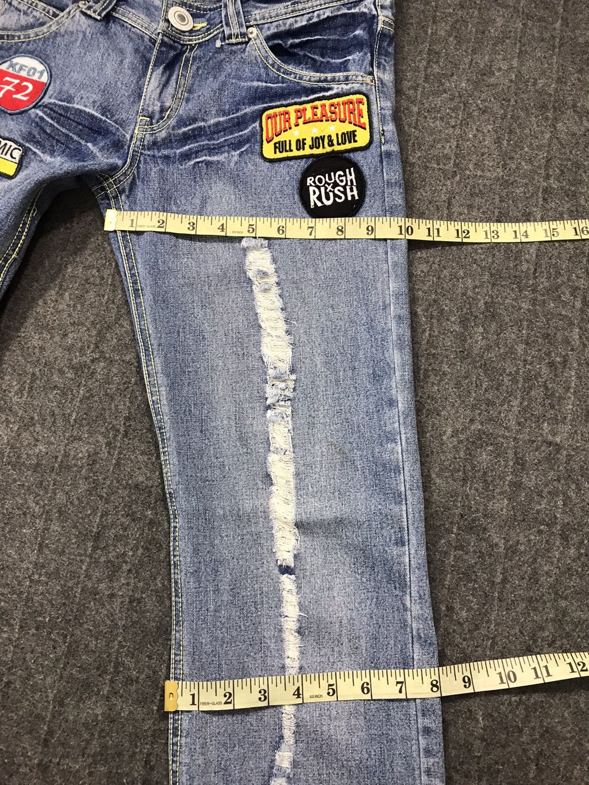 Japanese Brand Vintage Grazie Jeans Distressed Patches Design Size 31" - 13 Thumbnail