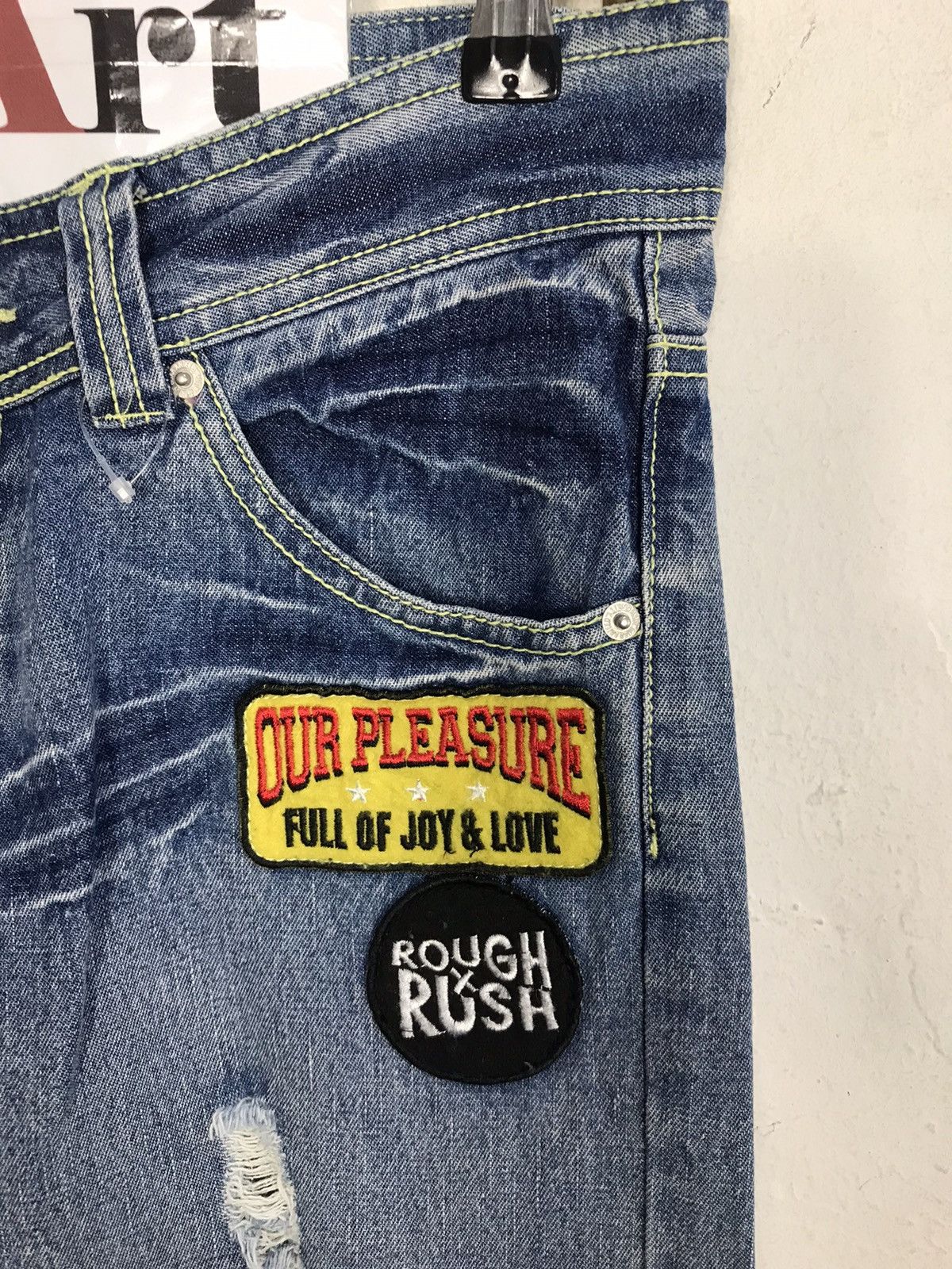 Japanese Brand Vintage Grazie Jeans Distressed Patches Design Size 31" - 5 Thumbnail
