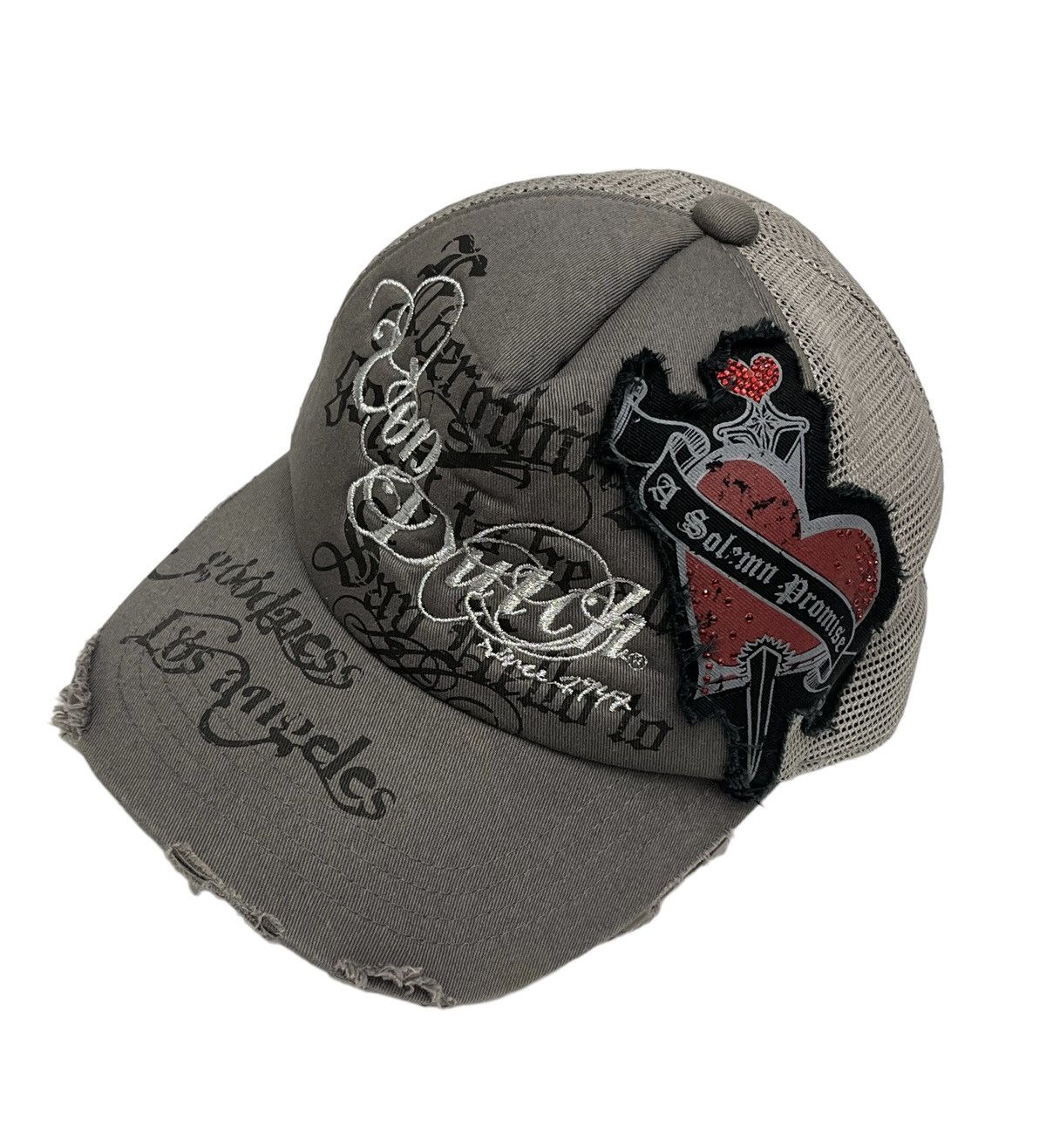 Von Dutch RARE🔥90’s VON DUTCH A SOLEMN PROMISE Distressed Trucker Hat Size ONE SIZE - 3 Thumbnail