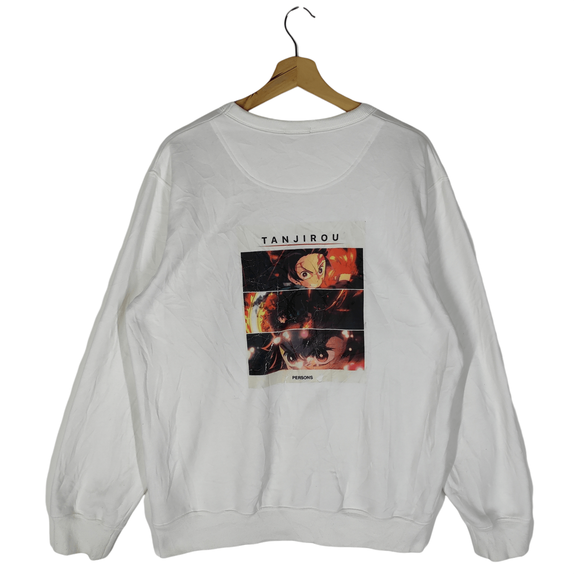 image of Anima x Cartoon Network Gu × Manga Demon Slayer : Kimetsu No Yaiba Sweatshirts in White (Size Large