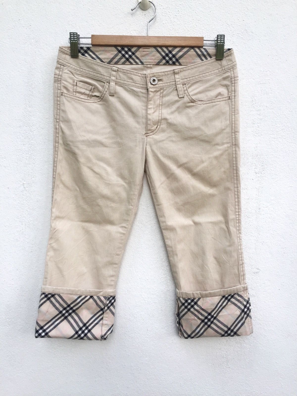 Burberry 🇯🇵 Exc🔥Burberry Blue Label 🇯🇵 Nova Check Crop Pants Size US 29 - 1 Thumbnail