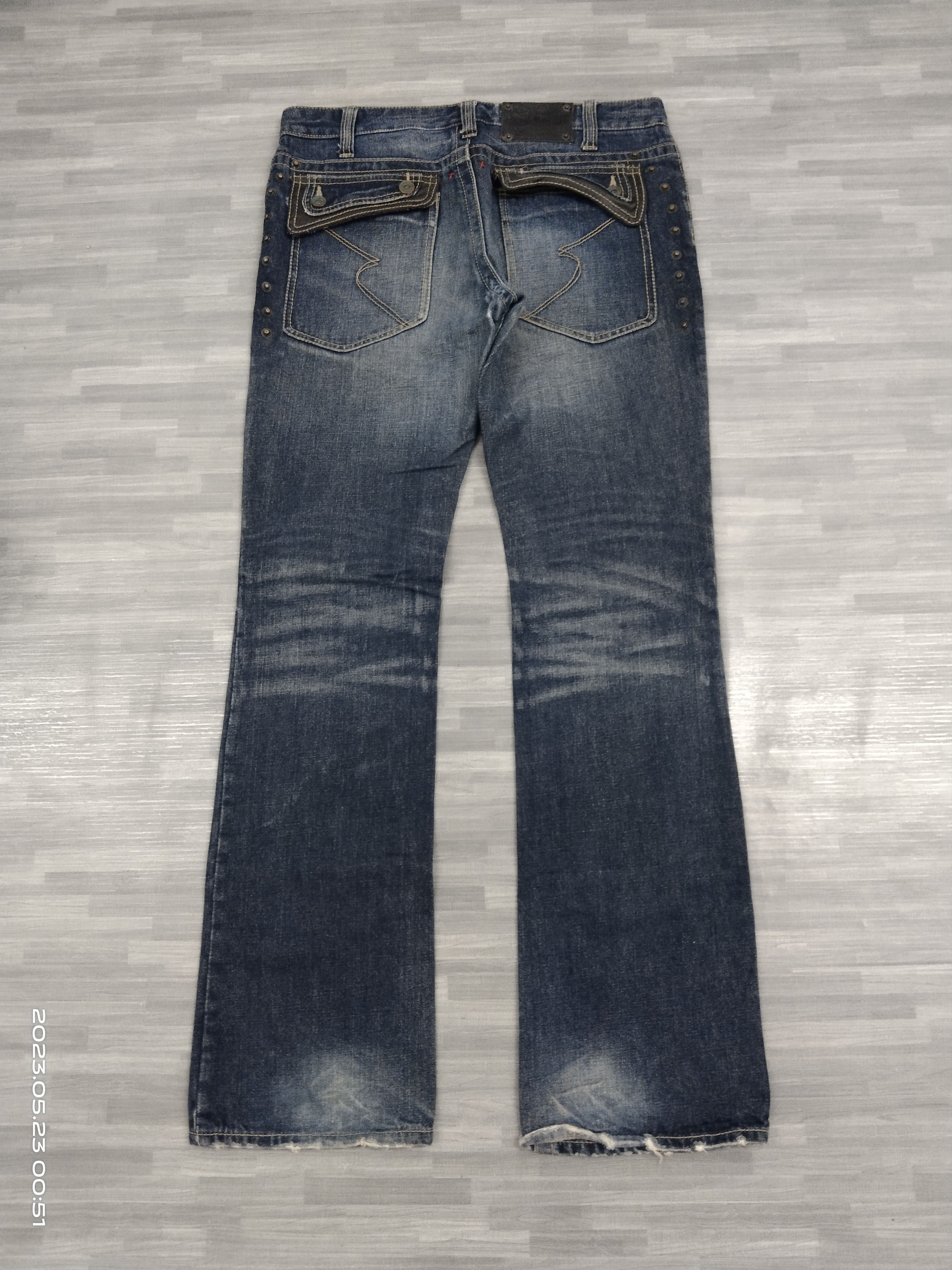 semanticdesign SICK WASHED BLUE SEMANTIC DESIGN STUDDED DENIM PANTS Size US 31 - 3 Thumbnail