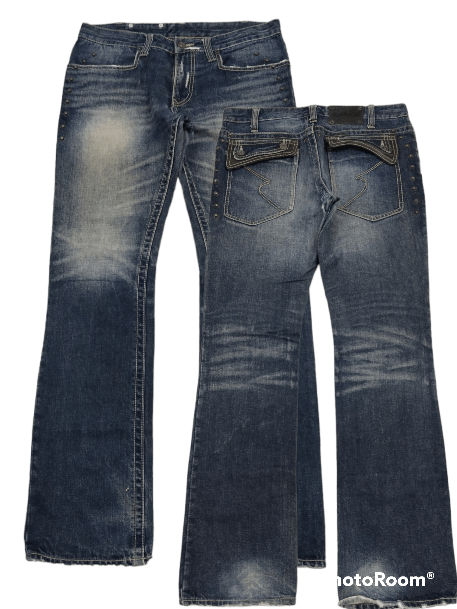 semanticdesign SICK WASHED BLUE SEMANTIC DESIGN STUDDED DENIM PANTS Size US 31 - 1 Thumbnail