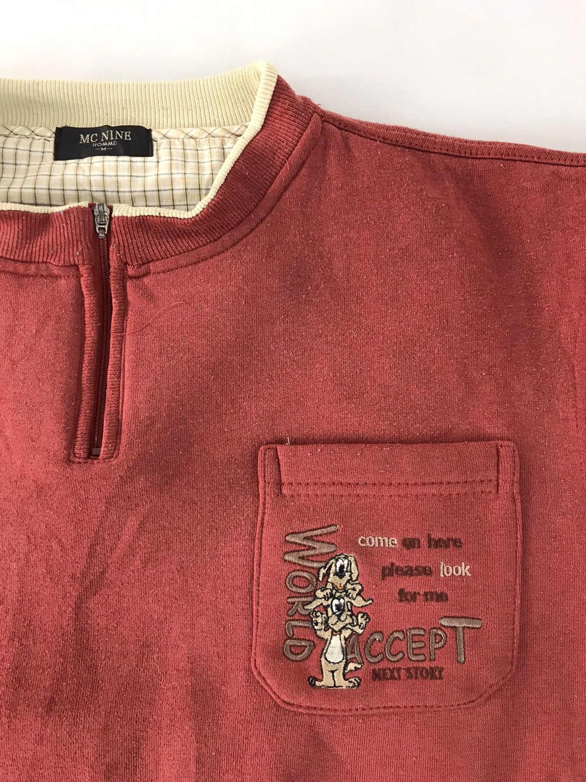 Japanese Brand × Vintage 90s Mc Nine Homme Sweatshirt Embroidery Logo Half Zip Size US L / EU 52-54 / 3 - 3 Thumbnail