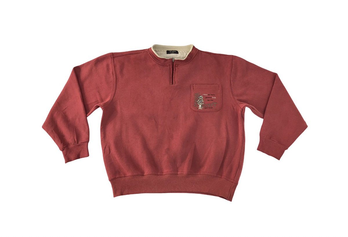 image of Vintage 90's Mc Nine Homme Sweatshirt Embroidery Logo Half Zip in Dust Pink, Men's (Size Large)