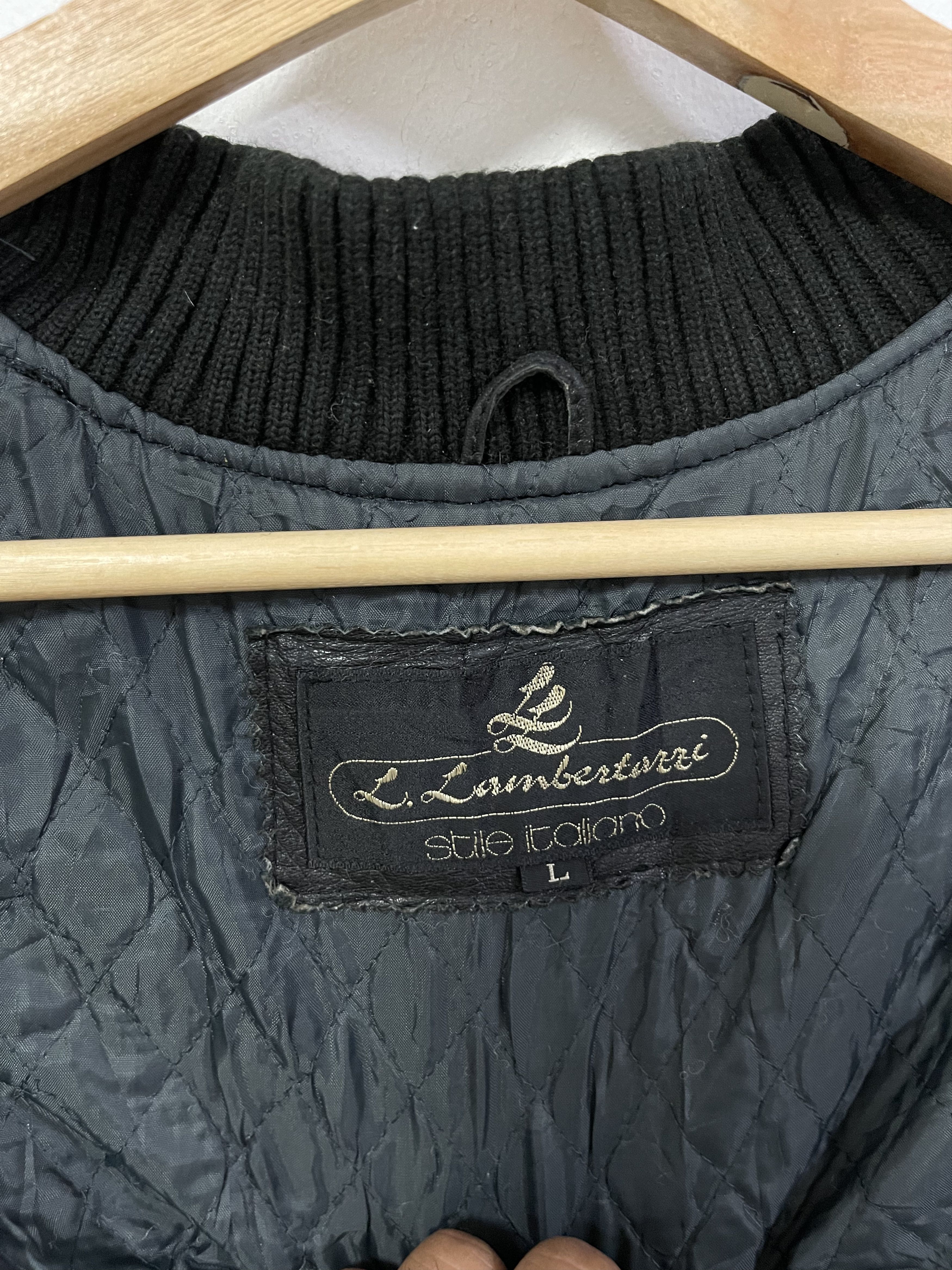 Leather Designer L. Lambertari Italian Varsity Jacket Size US L / EU 52-54 / 3 - 14 Thumbnail