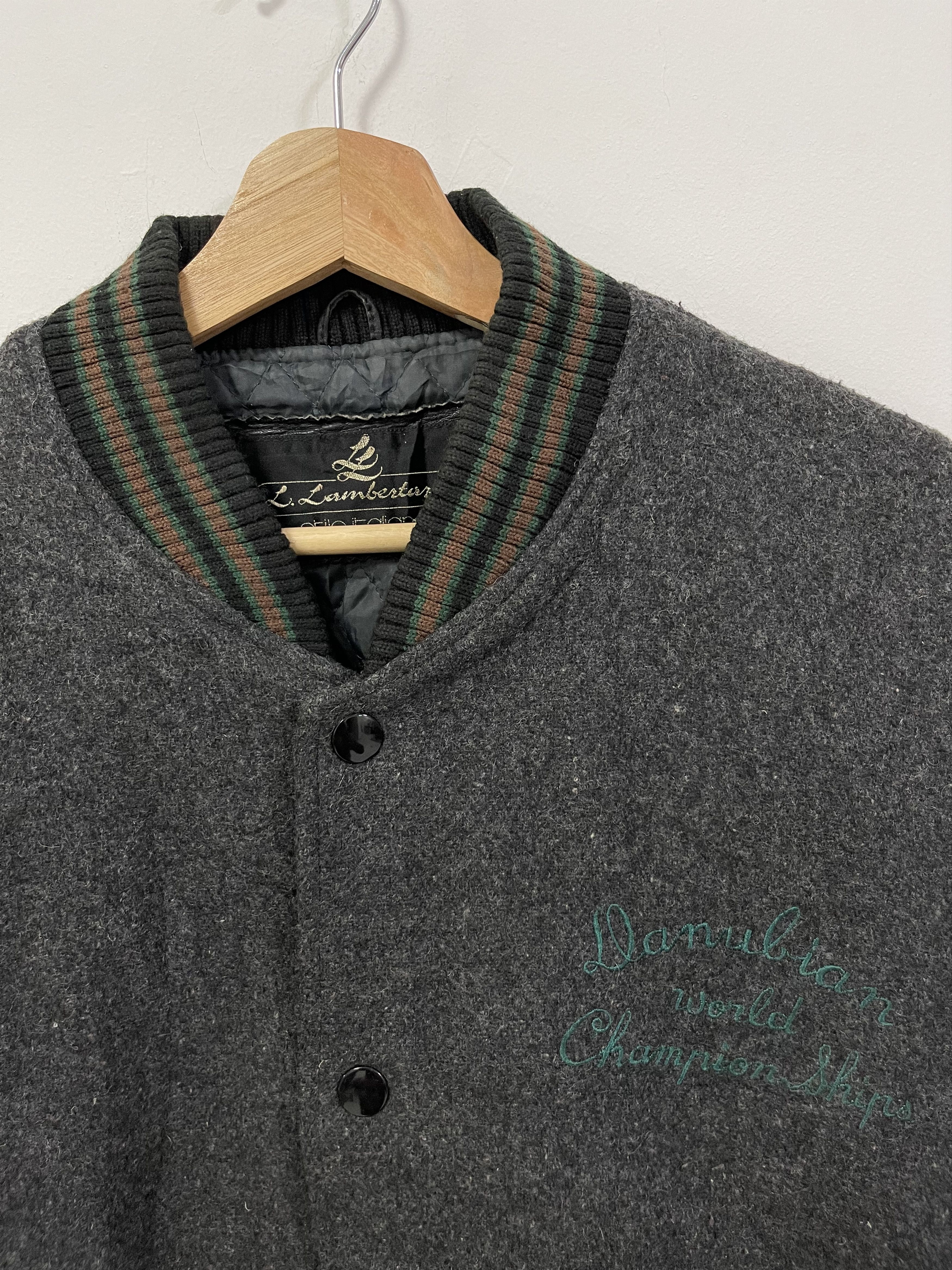 Leather Designer L. Lambertari Italian Varsity Jacket Size US L / EU 52-54 / 3 - 8 Thumbnail