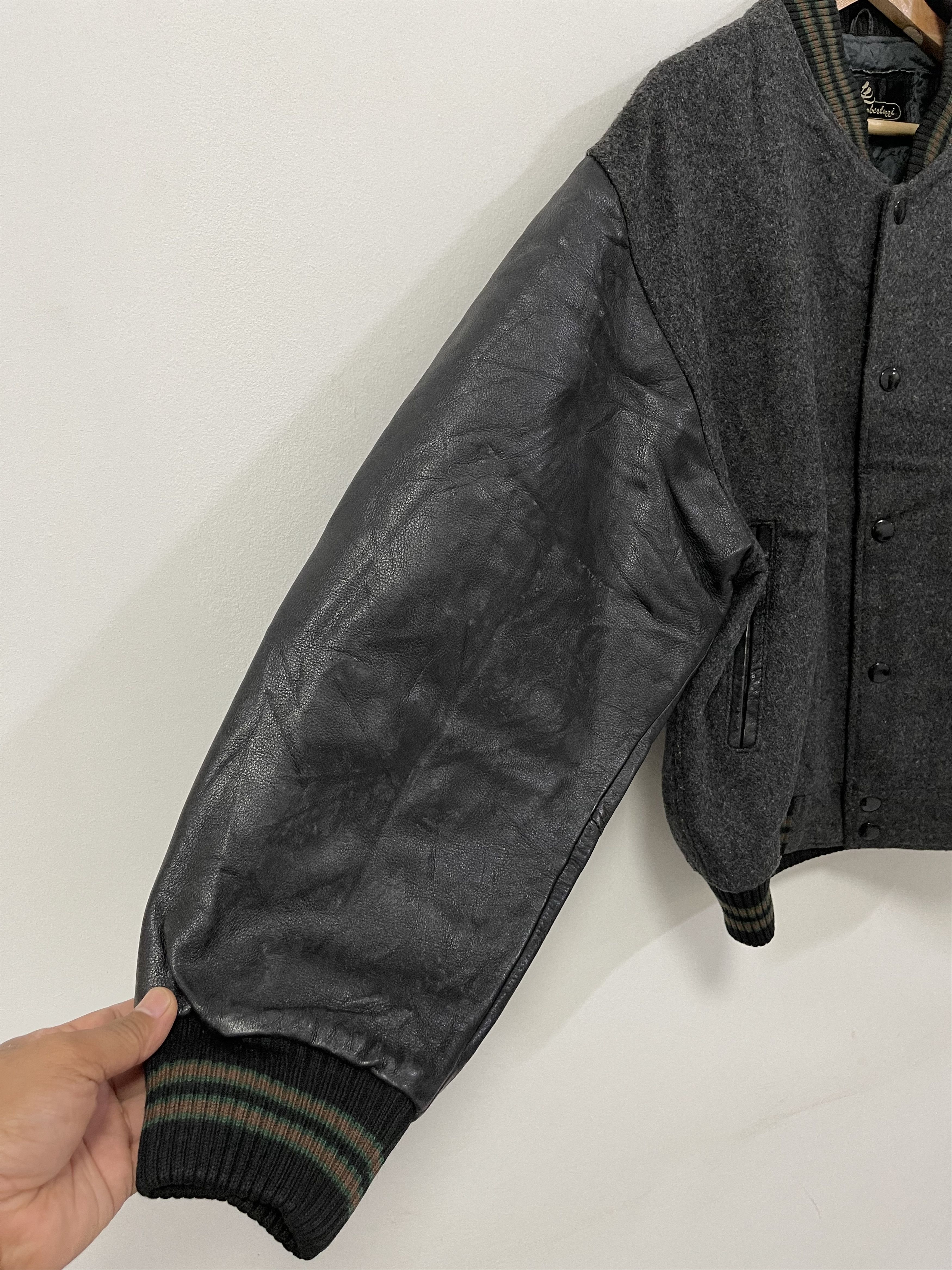 Leather Designer L. Lambertari Italian Varsity Jacket Size US L / EU 52-54 / 3 - 12 Thumbnail