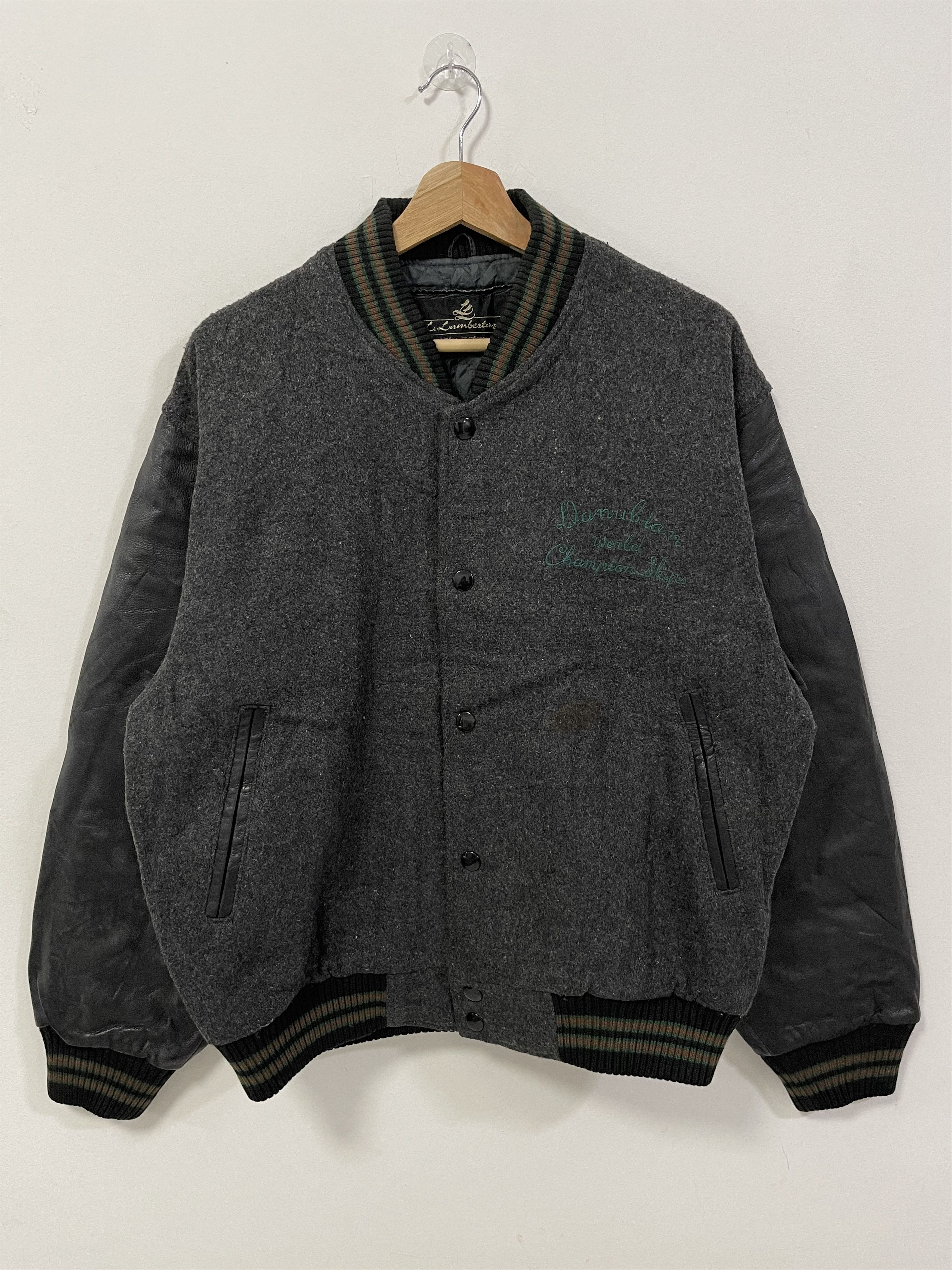 Leather Designer L. Lambertari Italian Varsity Jacket Size US L / EU 52-54 / 3 - 7 Thumbnail