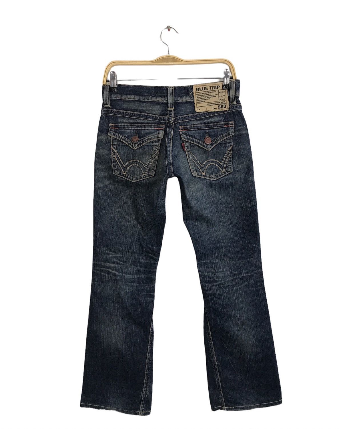 Edwin Vintage Edwin 503 Blue Trip Boocut Jeans Design Size 29" - 2 Thumbnail