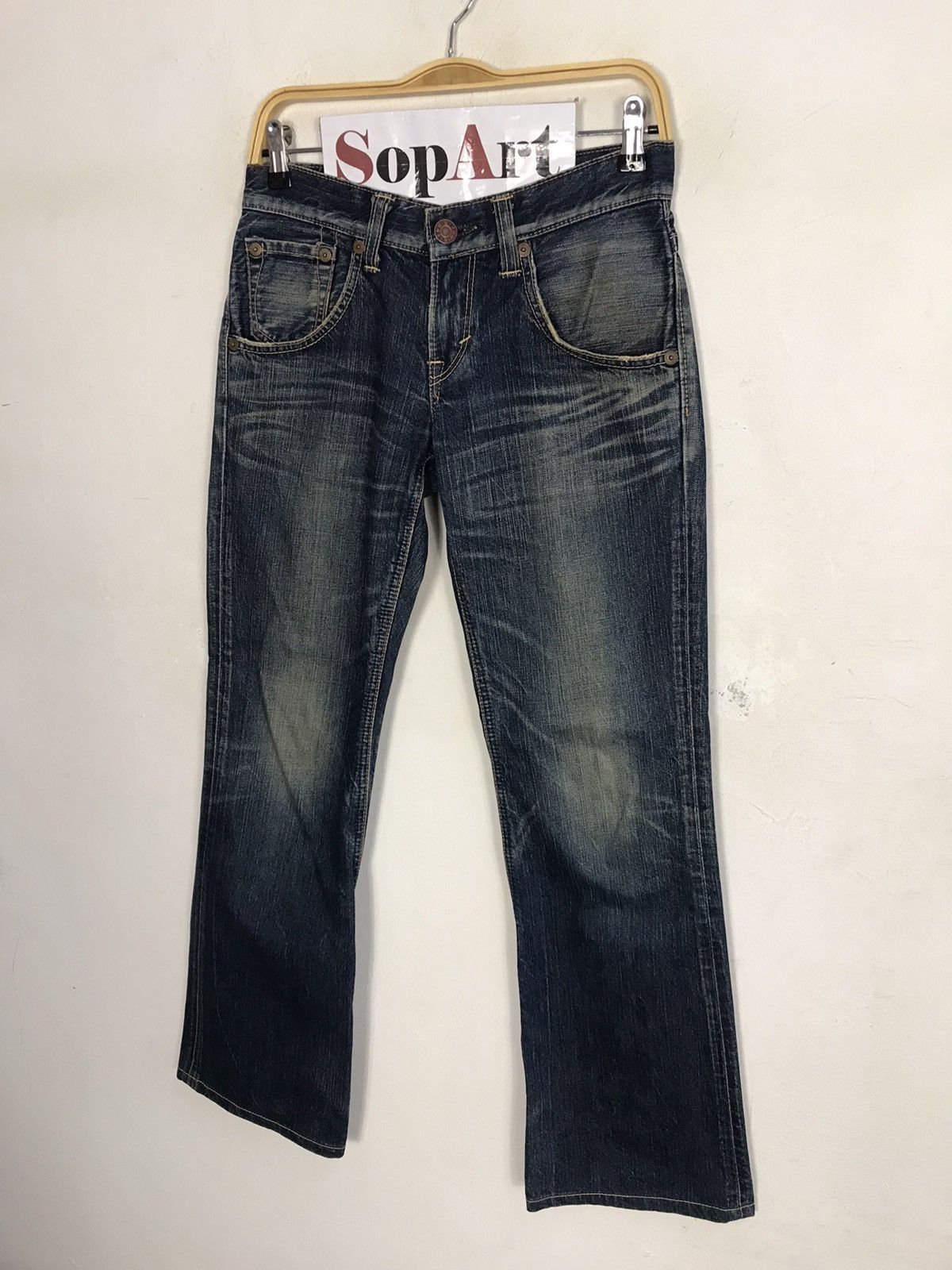 Edwin Vintage Edwin 503 Blue Trip Boocut Jeans Design Size 29" - 4 Thumbnail