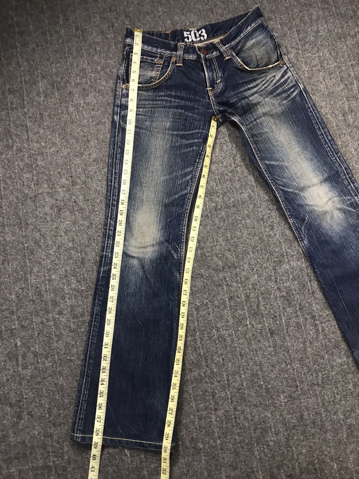 Edwin Vintage Edwin 503 Blue Trip Boocut Jeans Design Size 29" - 18 Thumbnail