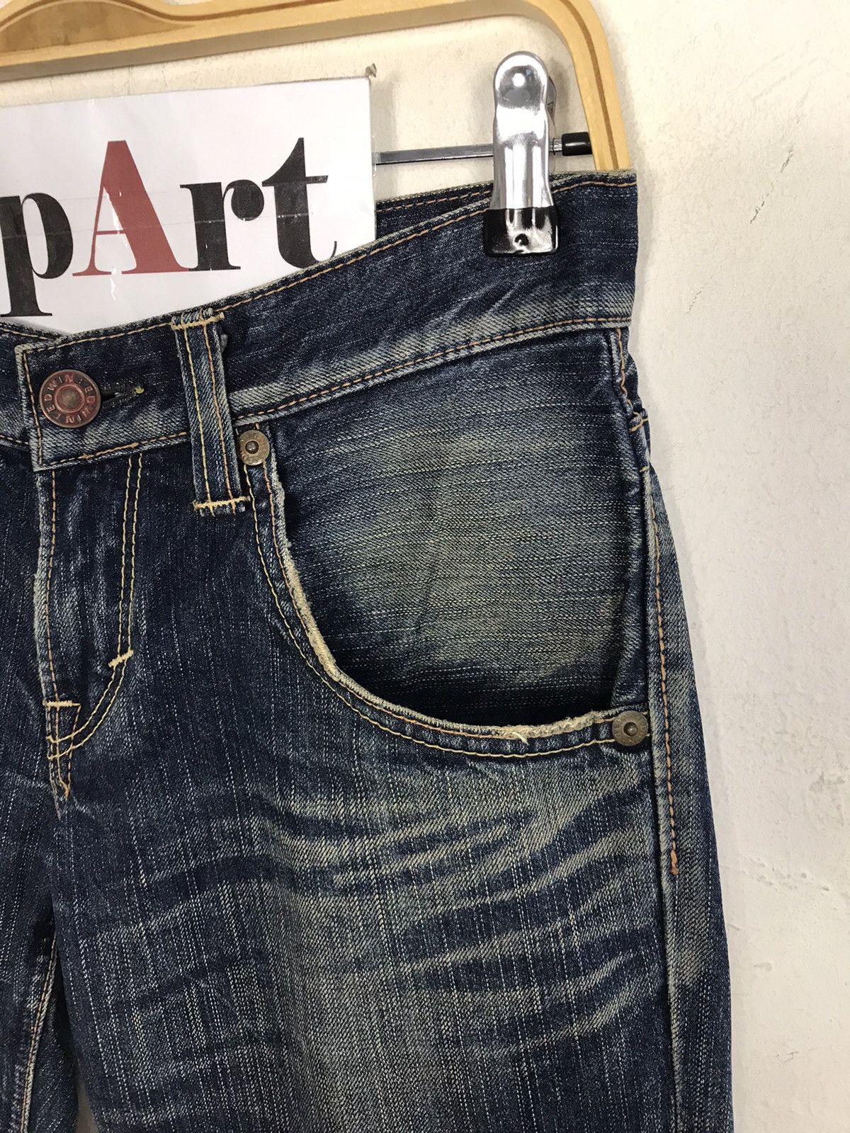 Edwin Vintage Edwin 503 Blue Trip Boocut Jeans Design Size 29" - 5 Thumbnail