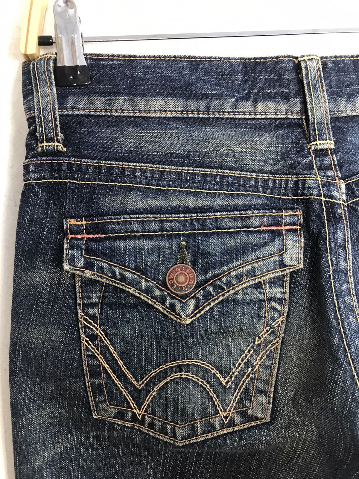 Edwin Vintage Edwin 503 Blue Trip Boocut Jeans Design Size 29" - 11 Thumbnail