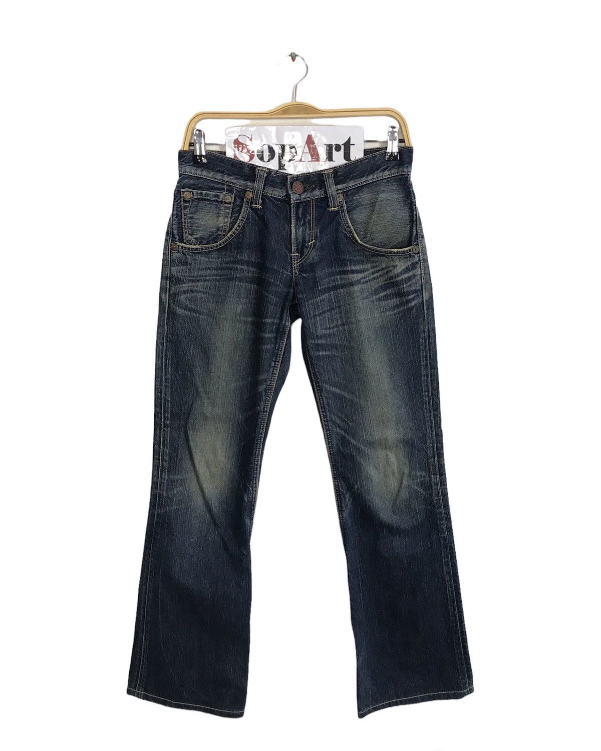 Edwin Vintage Edwin 503 Blue Trip Boocut Jeans Design Size 29" - 1 Thumbnail