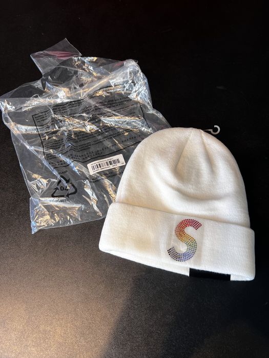 Supreme Supreme New Era Swarovski S Logo Beanie White | Grailed